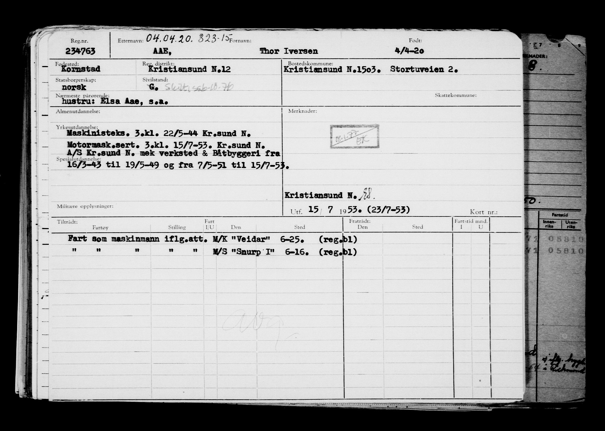 Direktoratet for sjømenn, AV/RA-S-3545/G/Gb/L0179: Hovedkort, 1920, p. 133