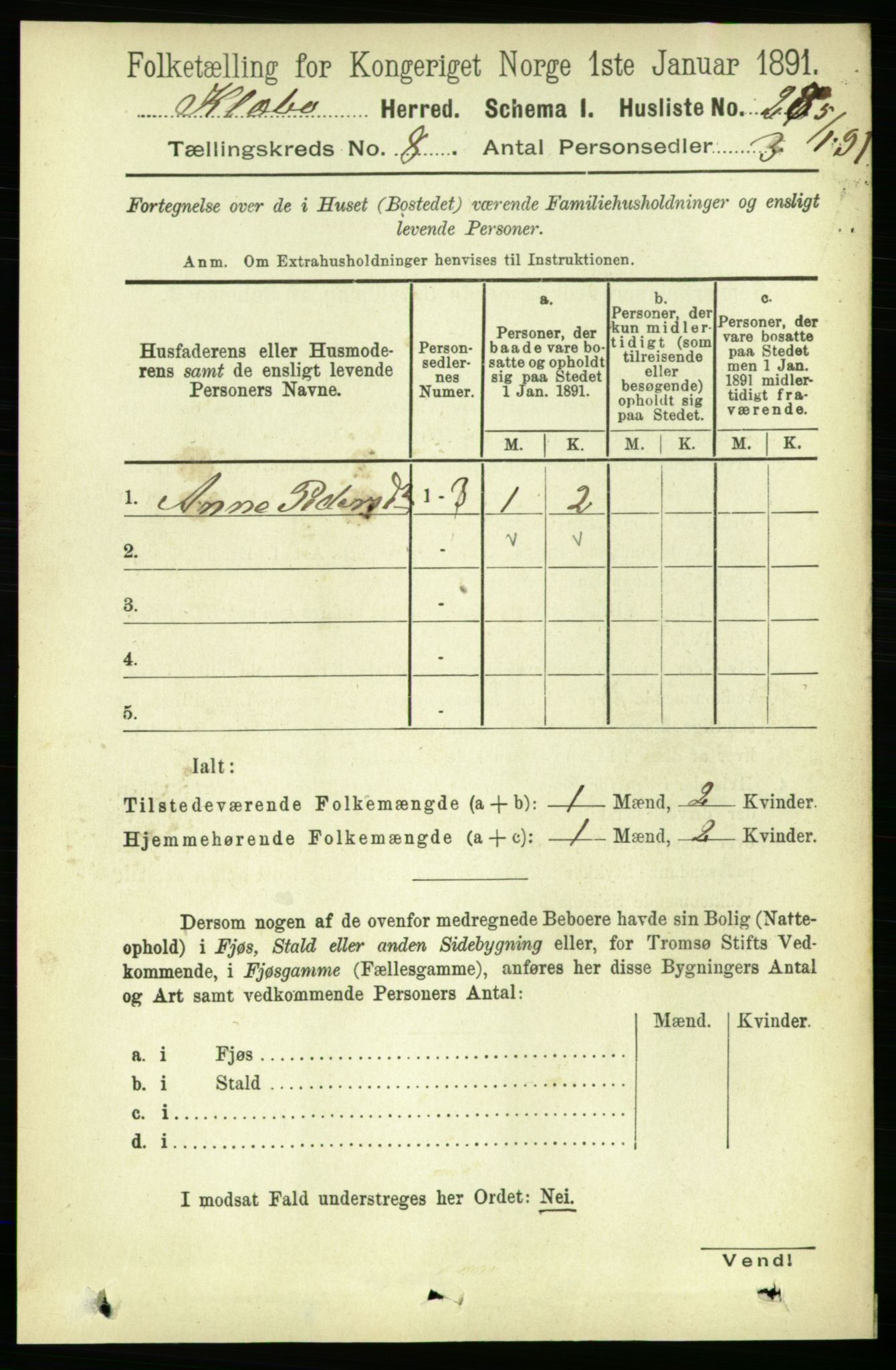 RA, 1891 census for 1662 Klæbu, 1891, p. 1554