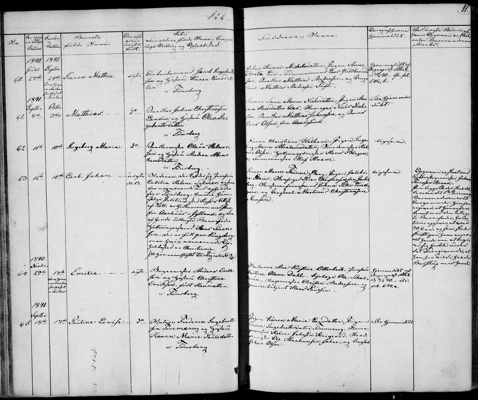 Tønsberg kirkebøker, AV/SAKO-A-330/F/Fa/L0006: Parish register (official) no. I 6, 1836-1844, p. 41