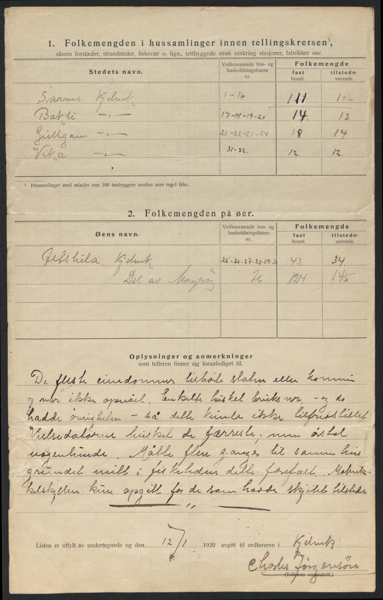 SATØ, 1920 census for Kjelvik, 1920, p. 18