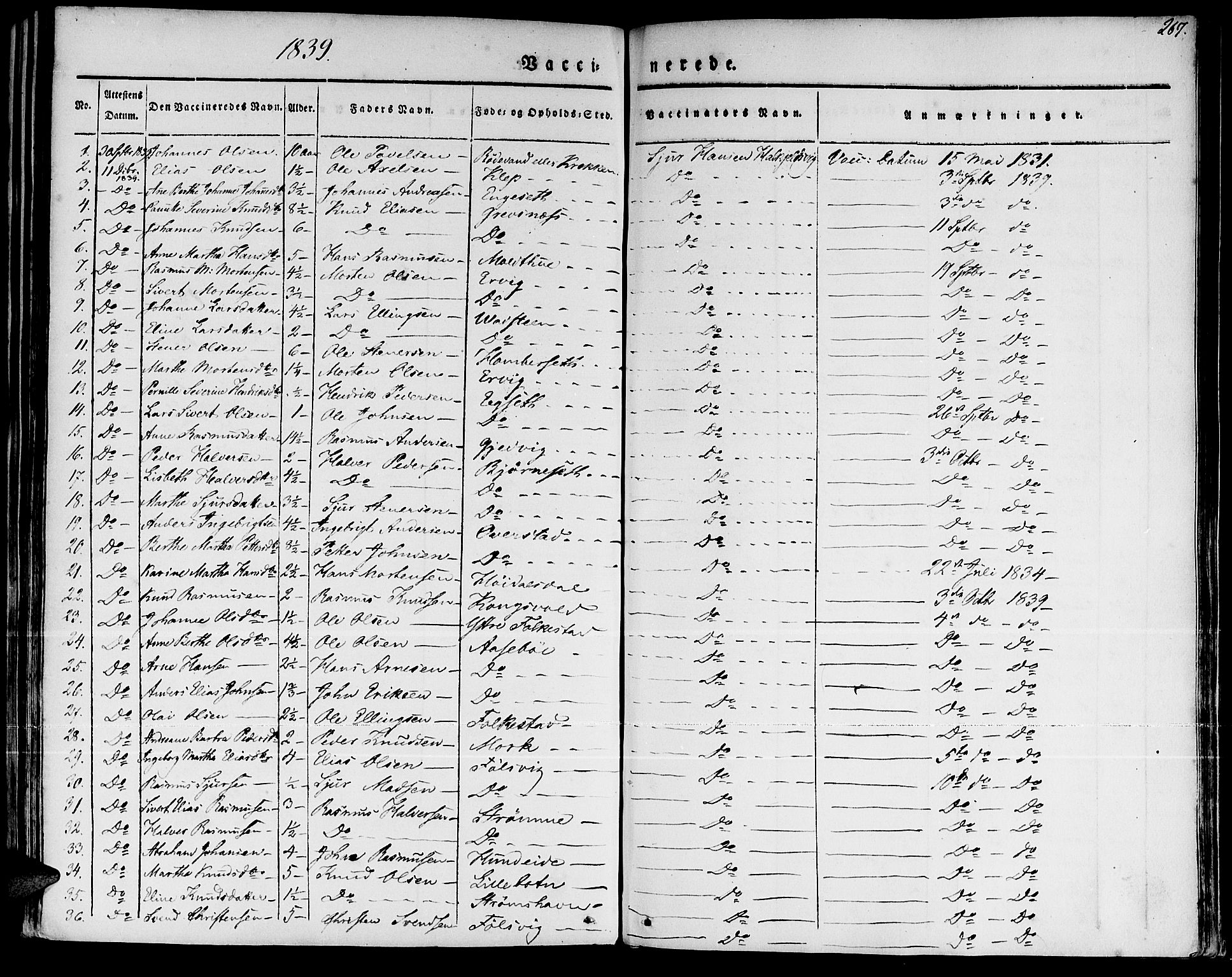 Ministerialprotokoller, klokkerbøker og fødselsregistre - Møre og Romsdal, AV/SAT-A-1454/511/L0139: Parish register (official) no. 511A06, 1831-1850, p. 267