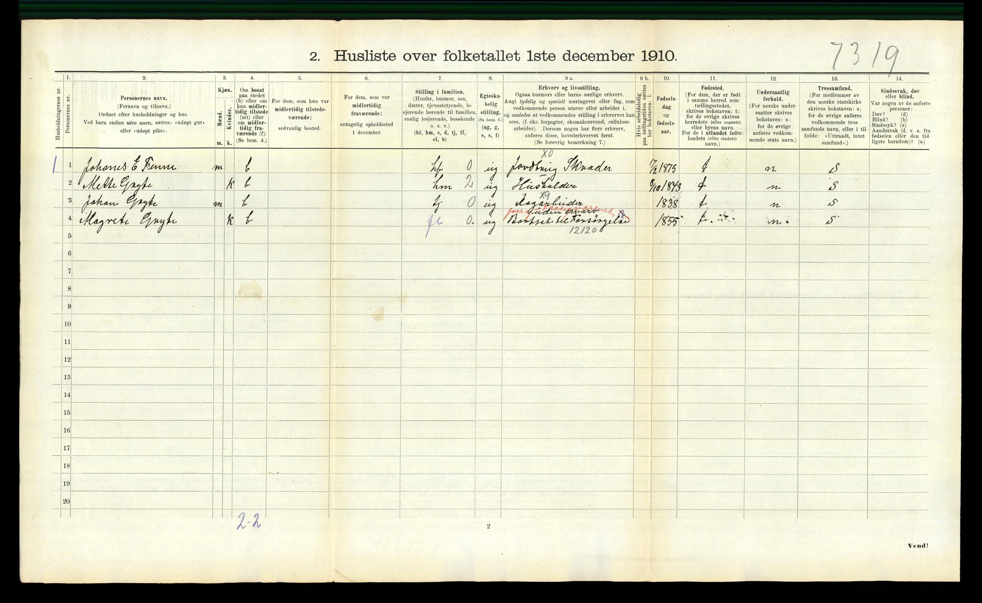 RA, 1910 census for Skogn, 1910, p. 313