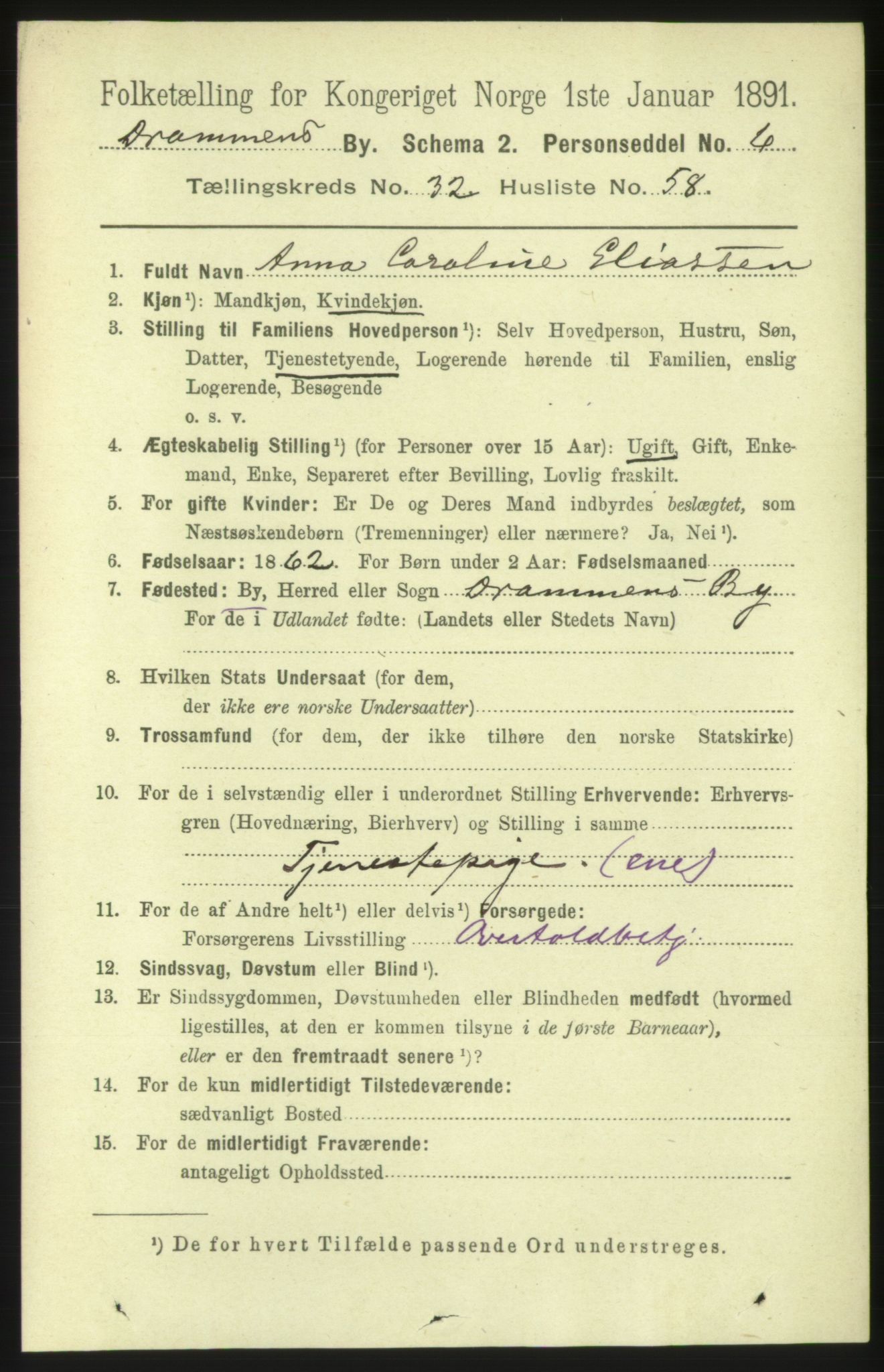 RA, 1891 census for 0602 Drammen, 1891, p. 20078