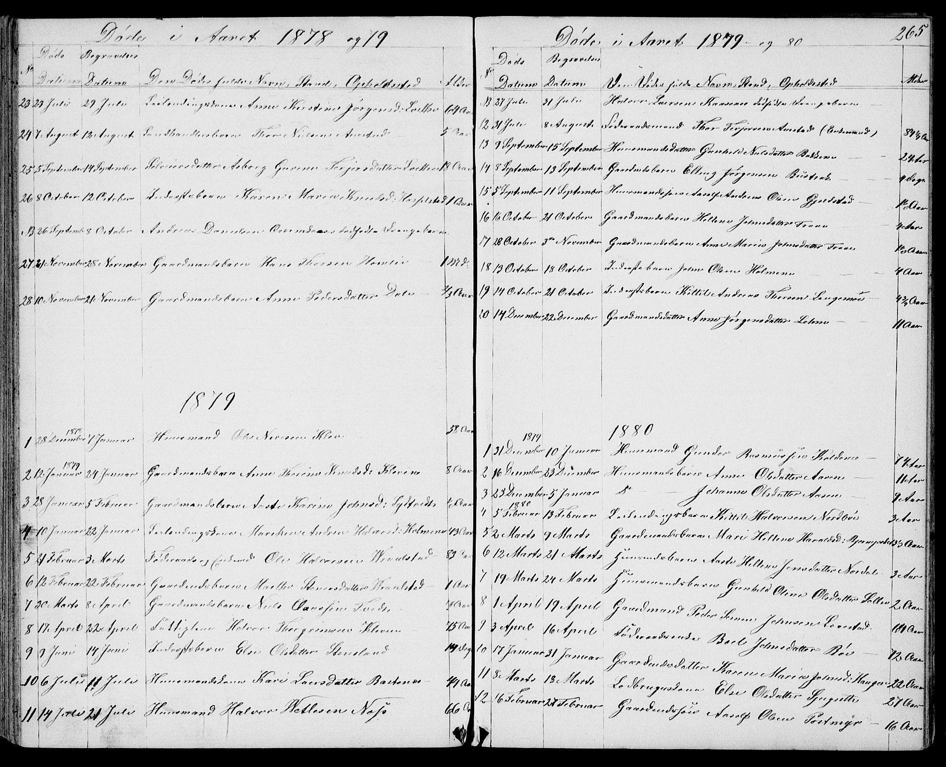 Drangedal kirkebøker, SAKO/A-258/G/Gb/L0001: Parish register (copy) no. II 1, 1856-1894, p. 265