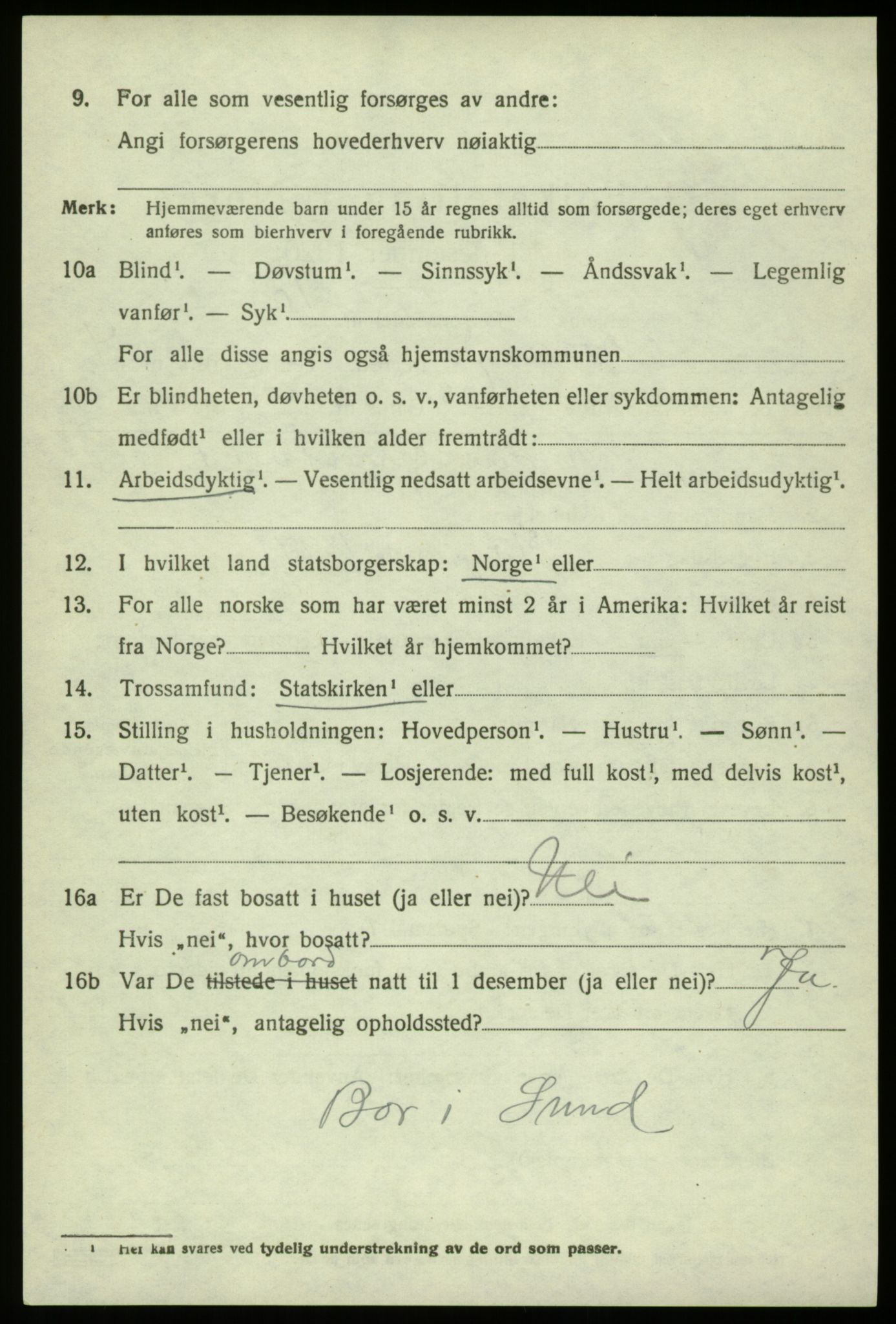 SAB, 1920 census for Hosanger, 1920, p. 2292