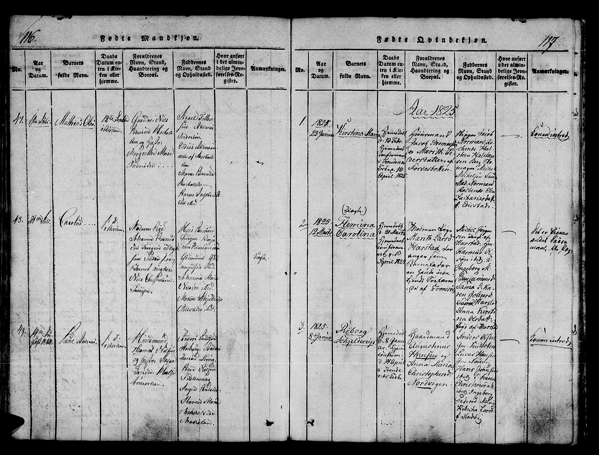 Trondenes sokneprestkontor, AV/SATØ-S-1319/H/Ha/L0006kirke: Parish register (official) no. 6, 1821-1827, p. 116-117