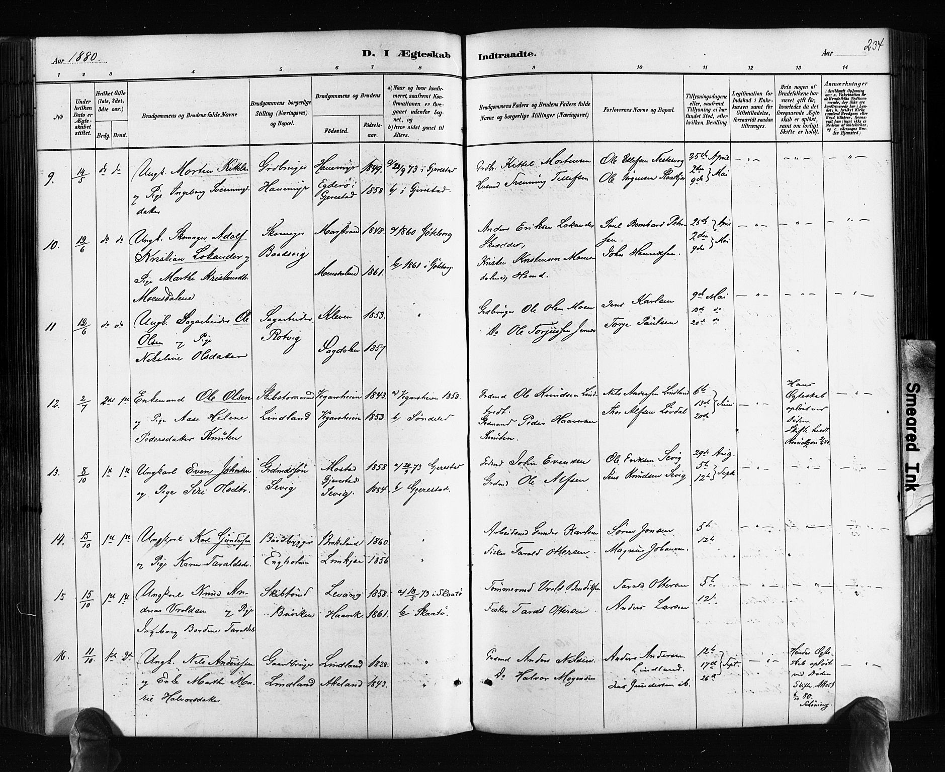 Søndeled sokneprestkontor, AV/SAK-1111-0038/F/Fa/L0004: Parish register (official) no. A 4, 1880-1889, p. 234