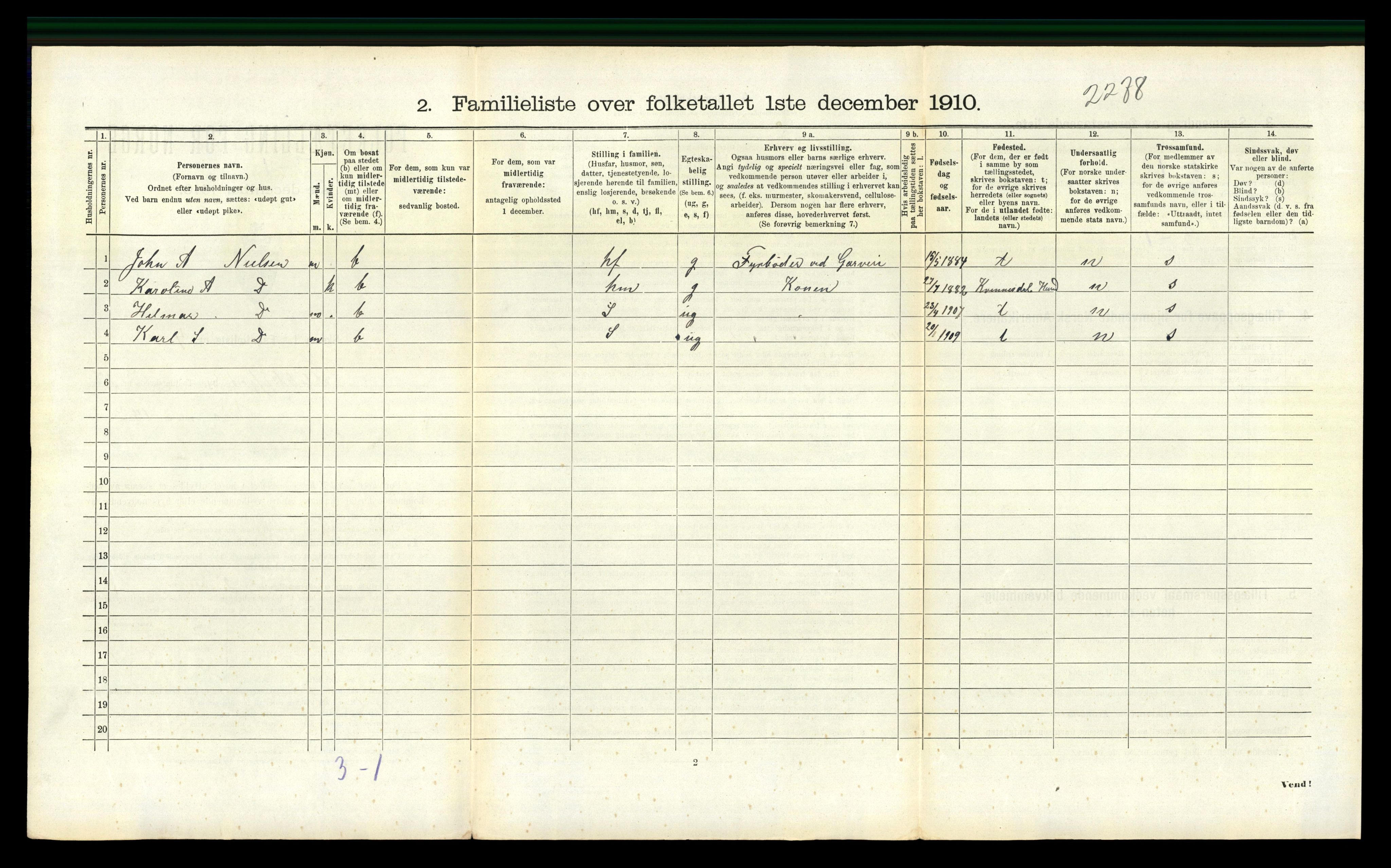 RA, 1910 census for Flekkefjord, 1910, p. 1517