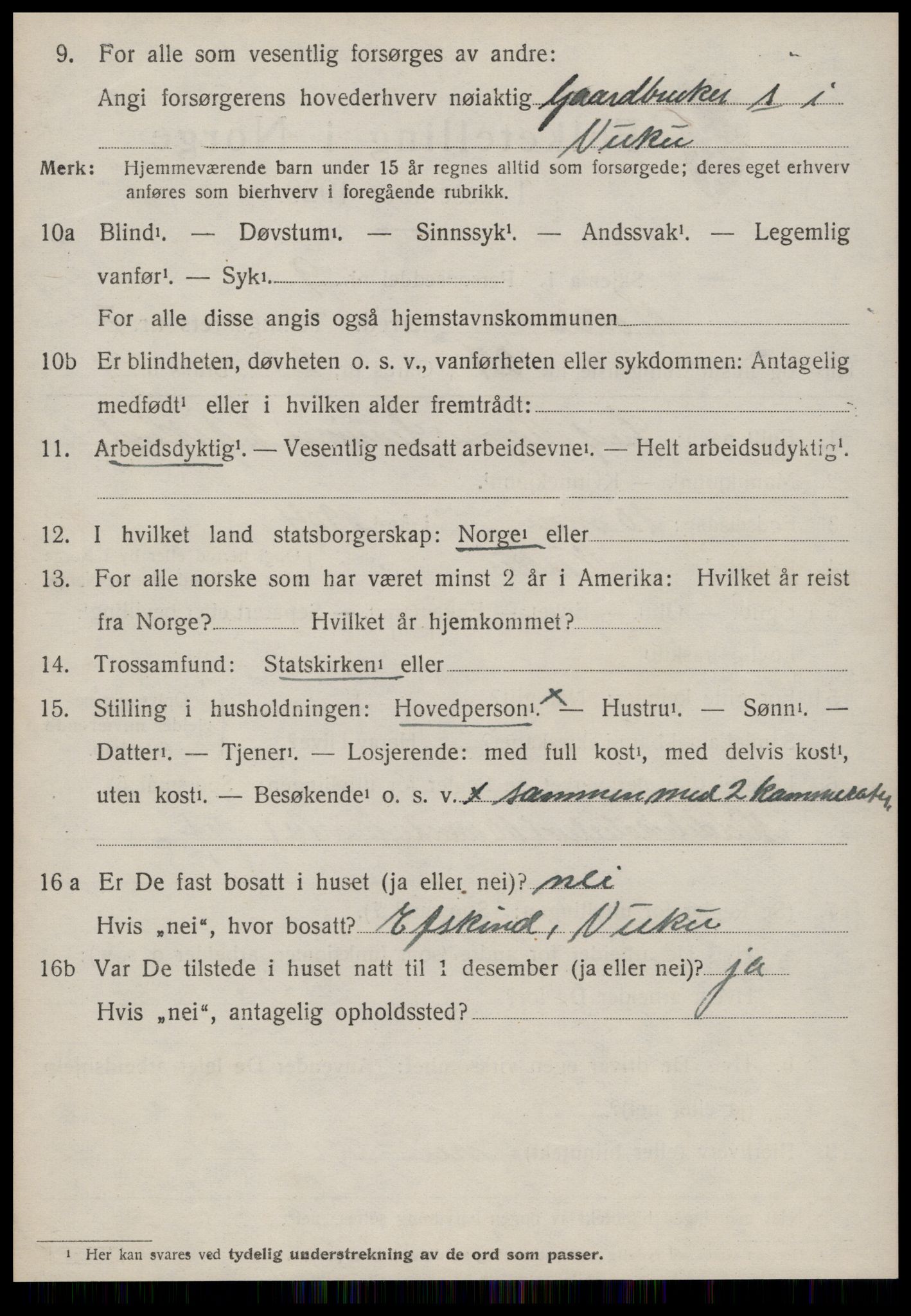 SAT, 1920 census for Volda, 1920, p. 6501