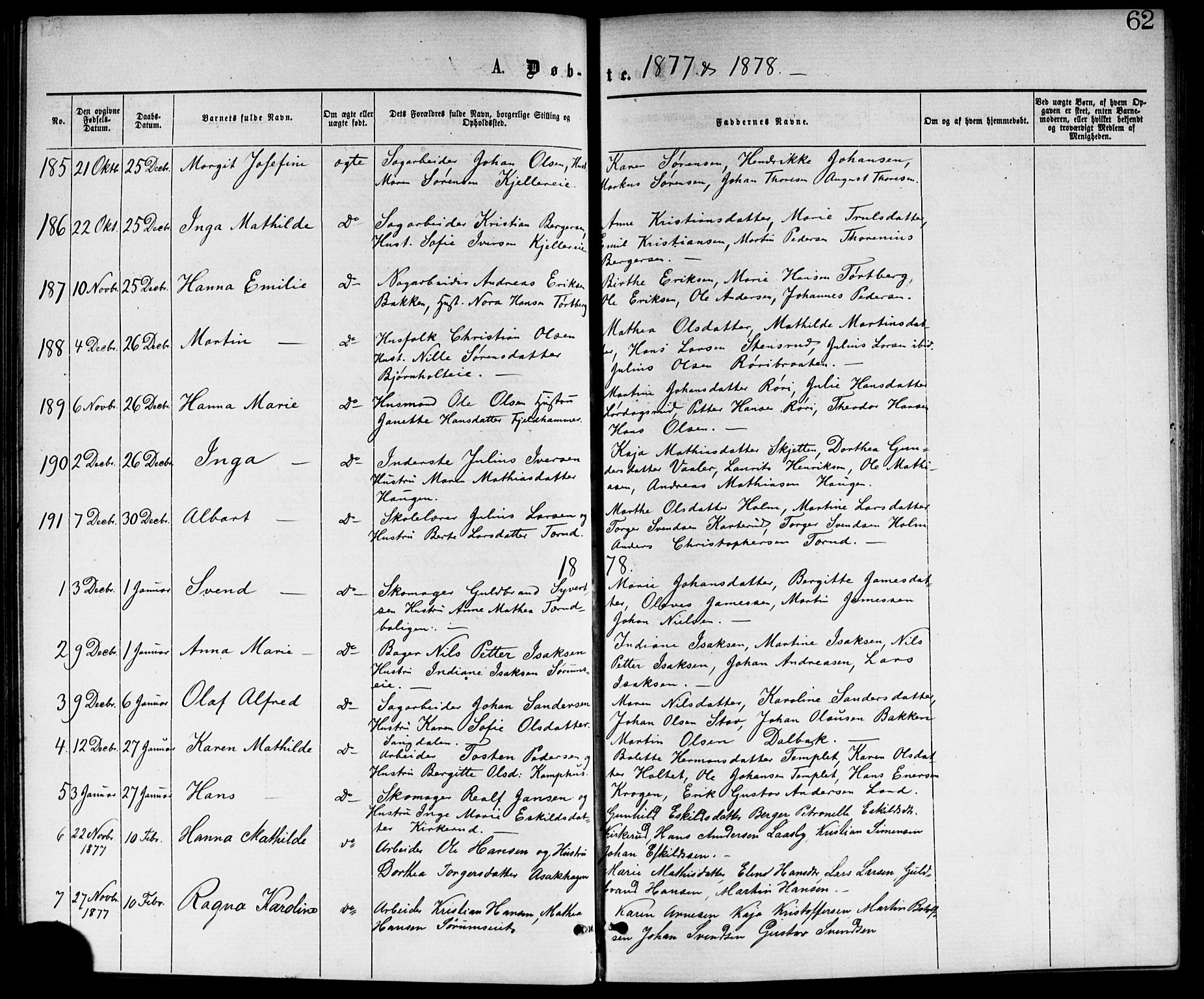 Skedsmo prestekontor Kirkebøker, SAO/A-10033a/G/Ga/L0003: Parish register (copy) no. I 3, 1873-1882, p. 62