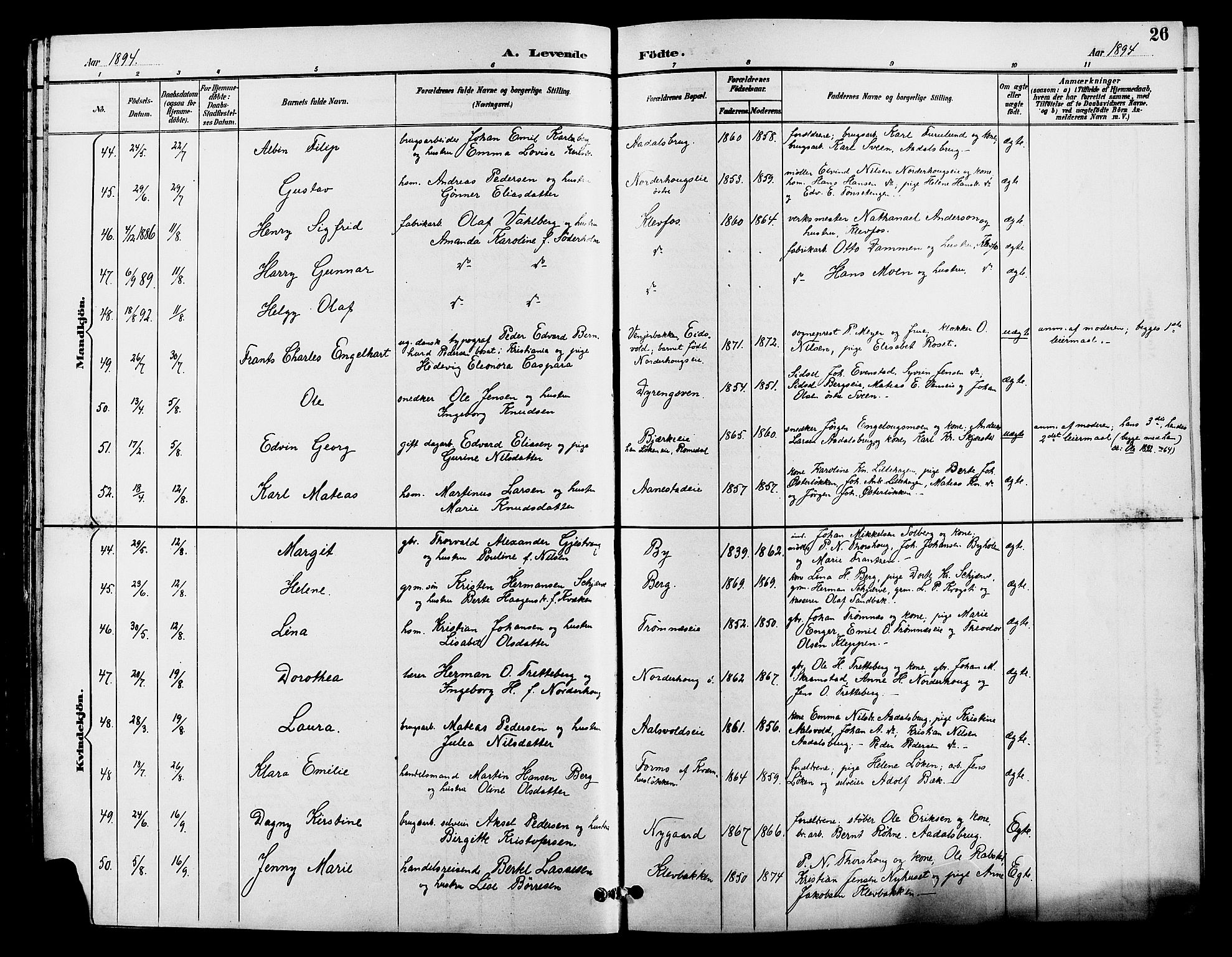 Løten prestekontor, SAH/PREST-022/L/La/L0006: Parish register (copy) no. 6, 1892-1909, p. 26