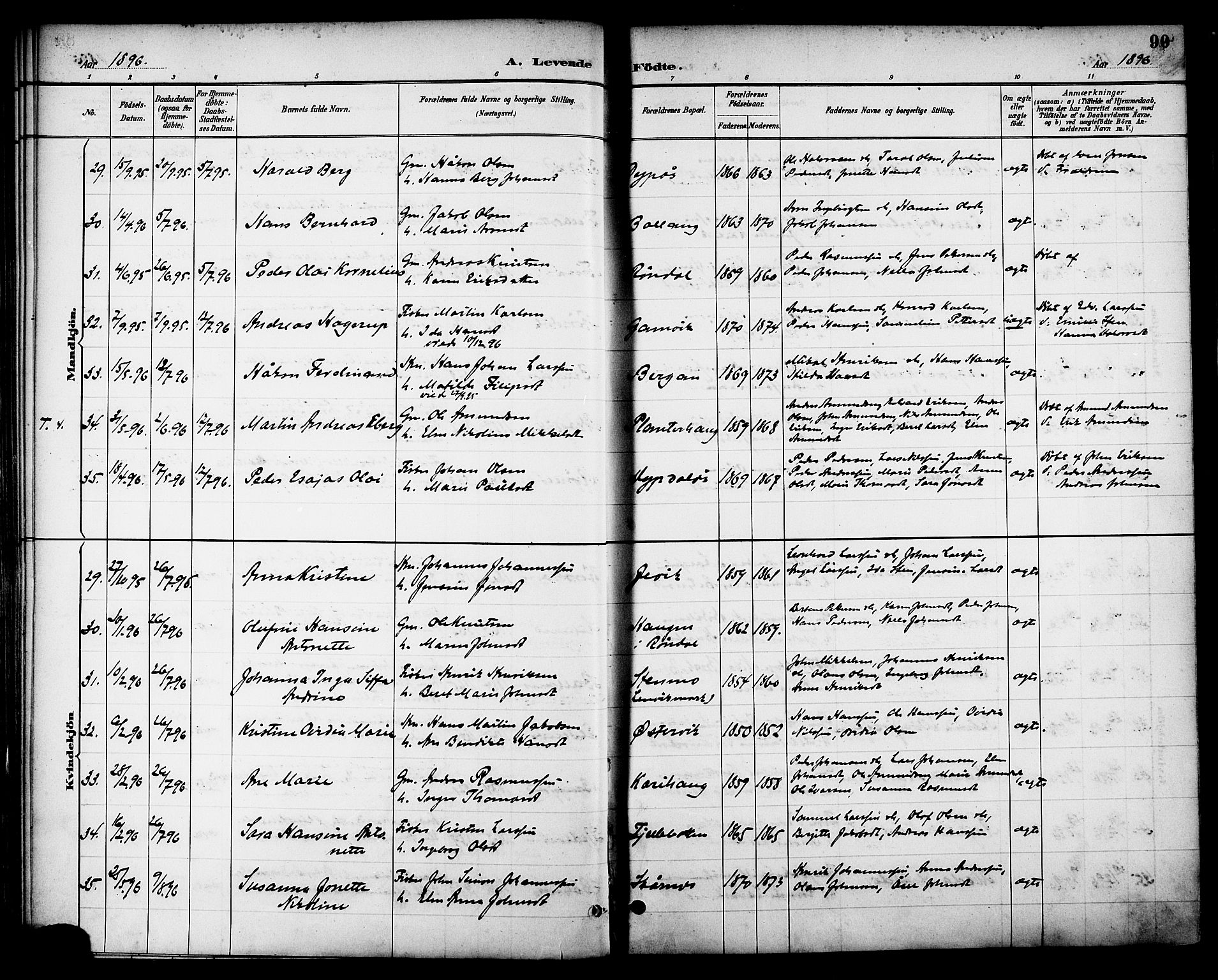 Ministerialprotokoller, klokkerbøker og fødselsregistre - Nordland, SAT/A-1459/863/L0898: Parish register (official) no. 863A10, 1886-1897, p. 90