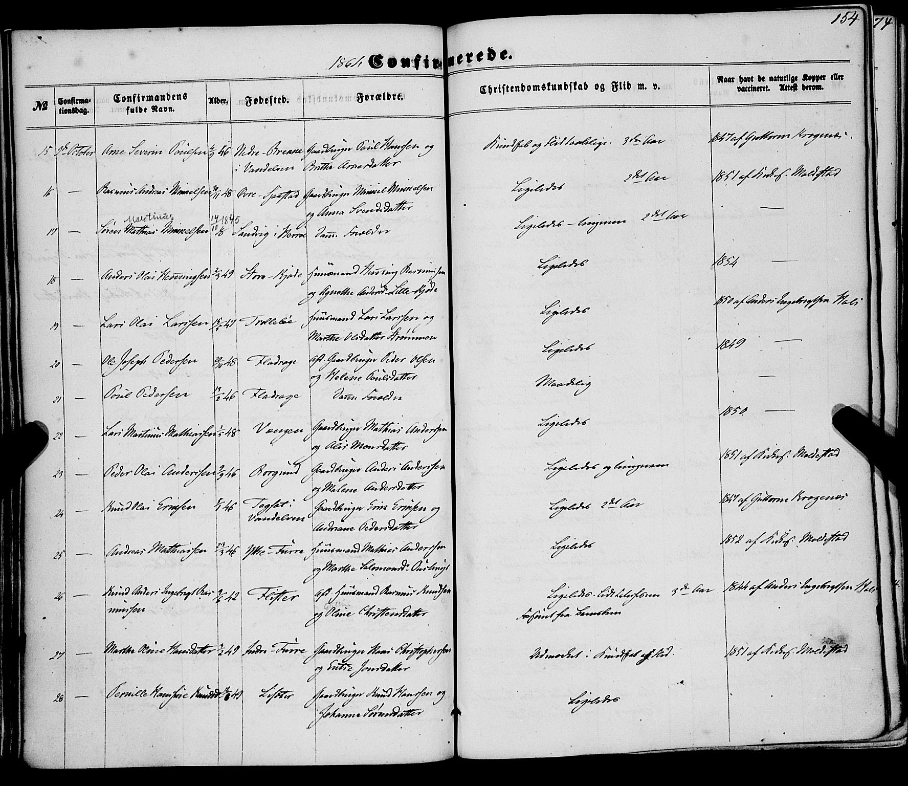 Selje sokneprestembete, AV/SAB-A-99938/H/Ha/Haa/Haaa: Parish register (official) no. A 11, 1858-1870, p. 154