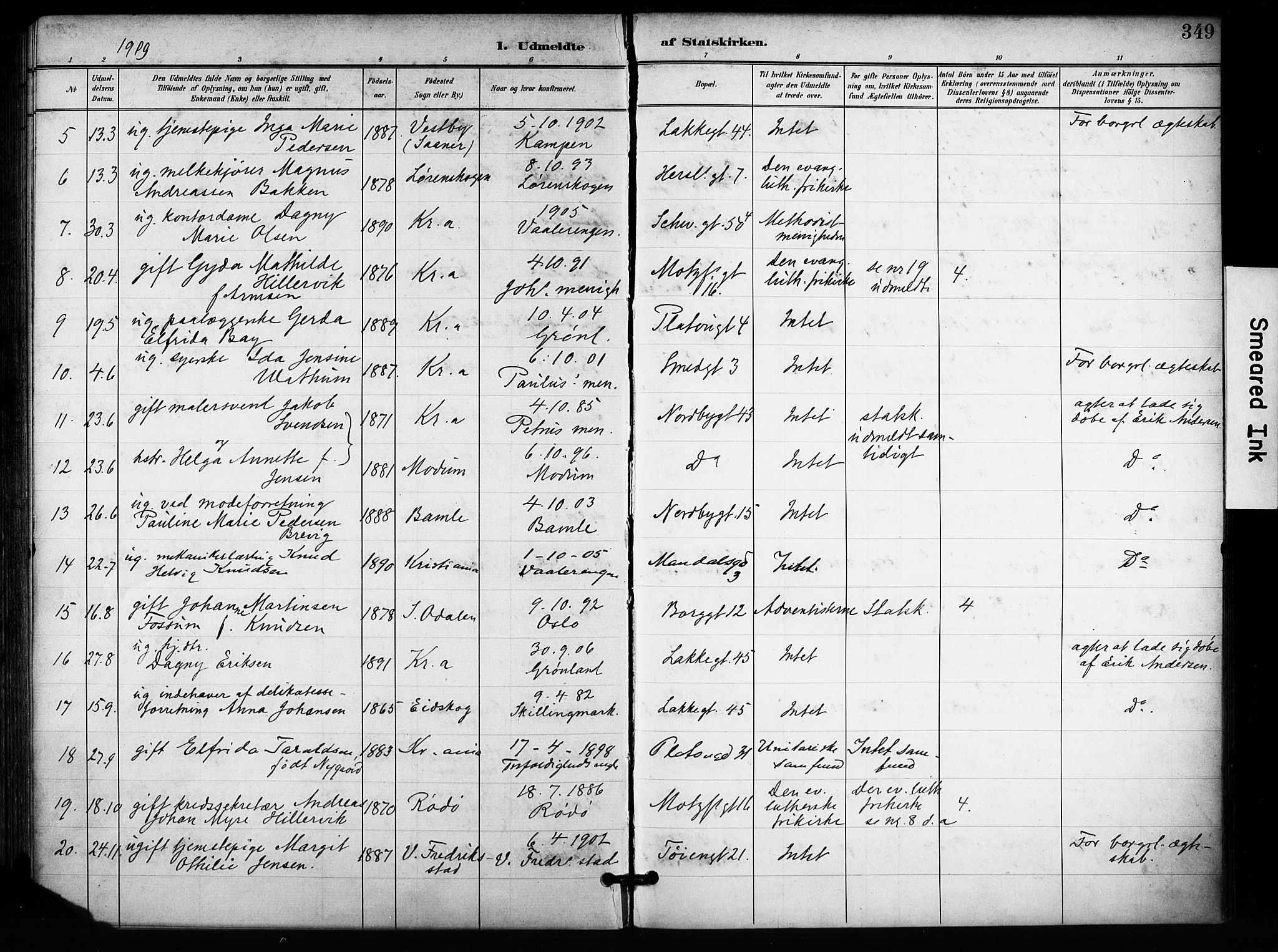 Grønland prestekontor Kirkebøker, SAO/A-10848/F/Fa/L0015: Parish register (official) no. 15, 1899-1919, p. 349