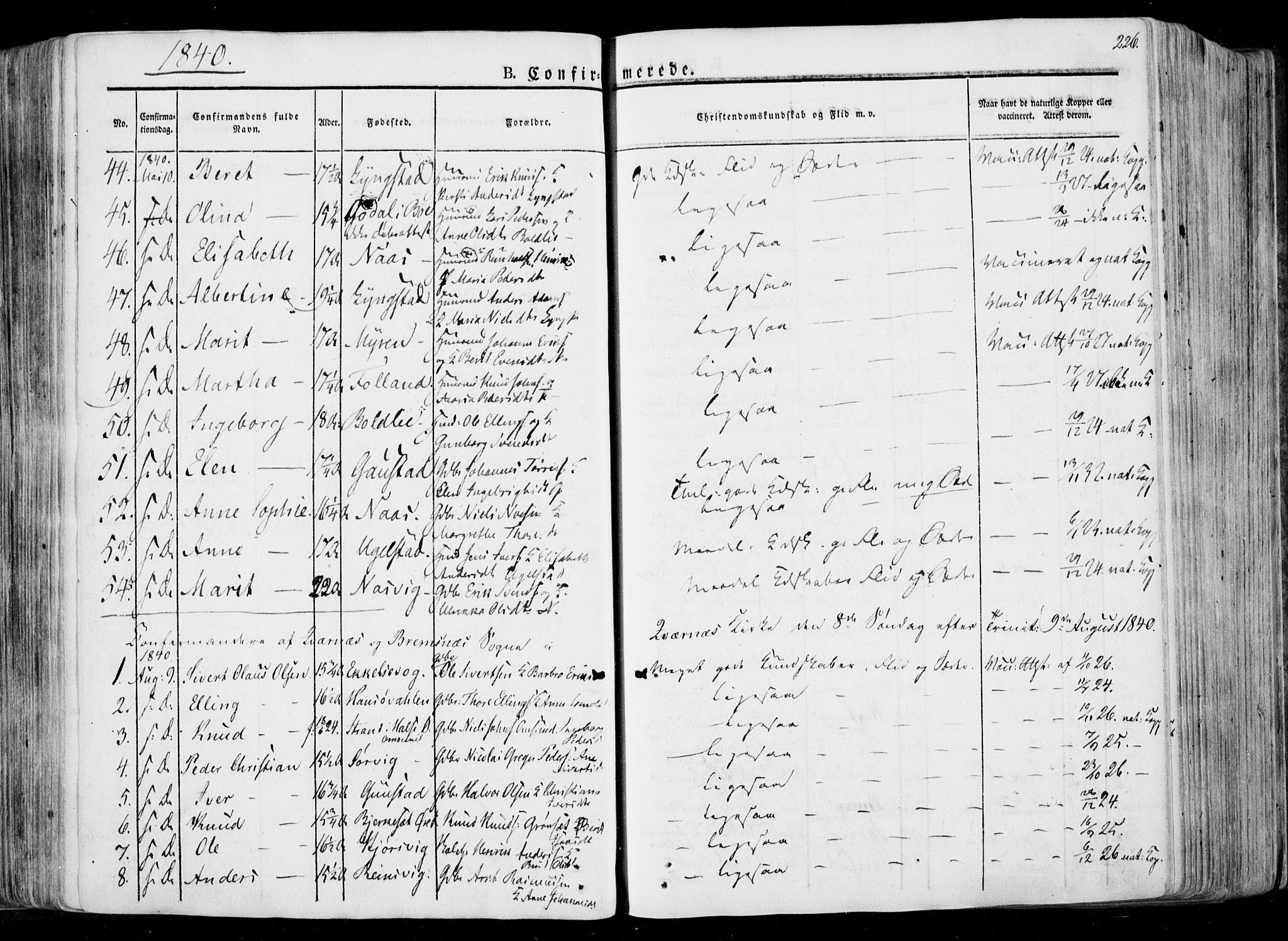 Ministerialprotokoller, klokkerbøker og fødselsregistre - Møre og Romsdal, AV/SAT-A-1454/568/L0803: Parish register (official) no. 568A10, 1830-1853, p. 226