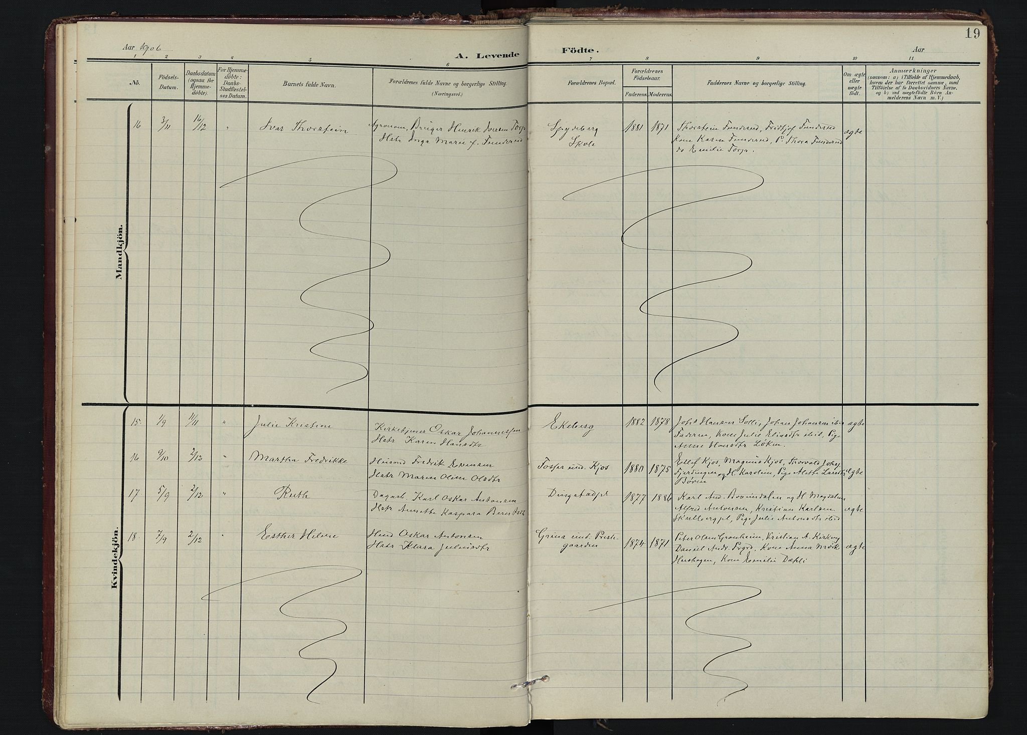 Spydeberg prestekontor Kirkebøker, AV/SAO-A-10924/F/Fa/L0009: Parish register (official) no. I 9, 1900-1926, p. 19