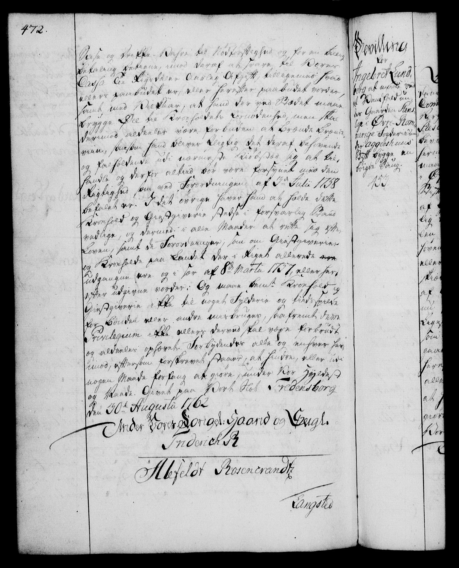 Rentekammeret, Kammerkanselliet, AV/RA-EA-3111/G/Gg/Gga/L0007: Norsk ekspedisjonsprotokoll med register (merket RK 53.7), 1759-1768, p. 472