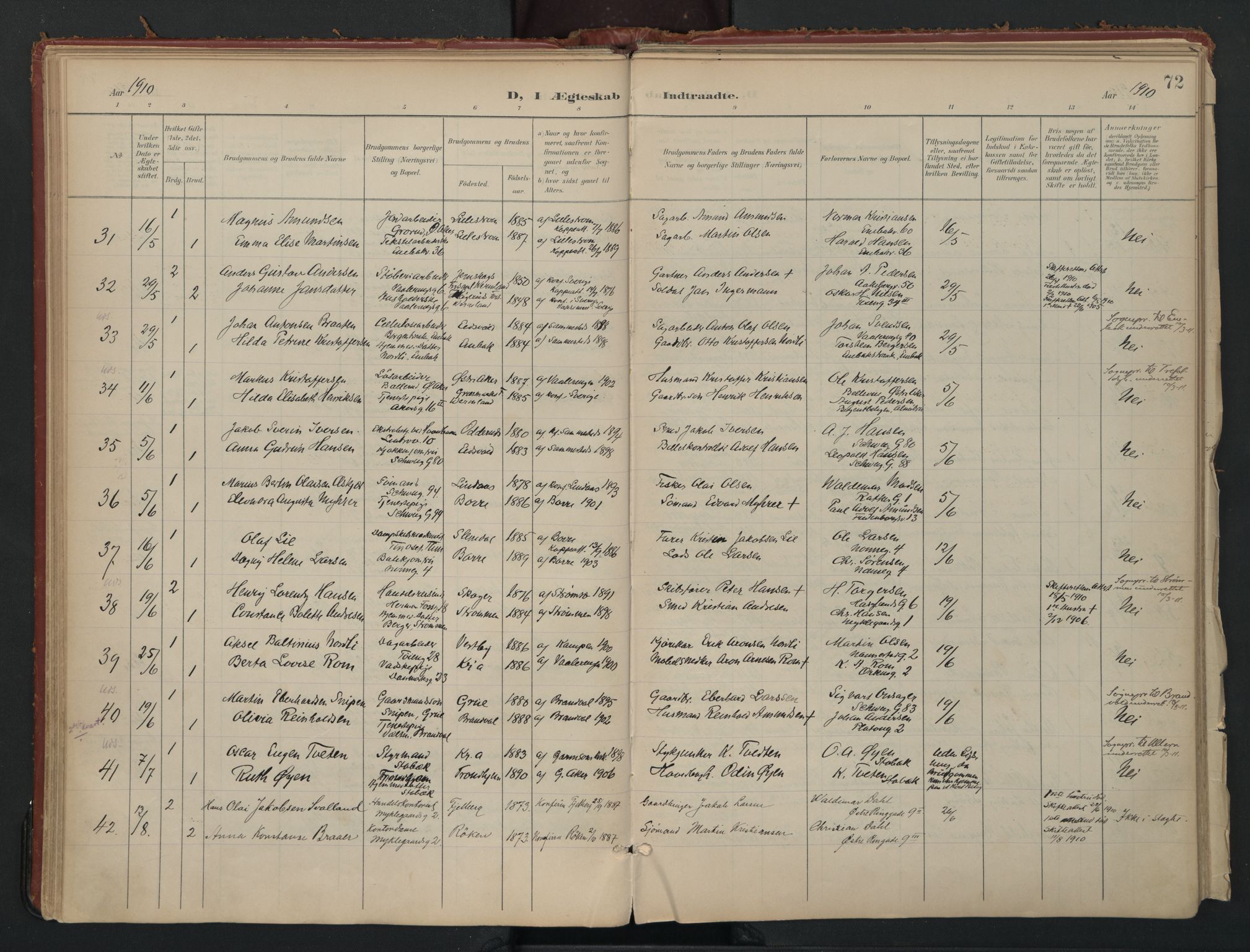 Vålerengen prestekontor Kirkebøker, AV/SAO-A-10878/F/Fa/L0002: Parish register (official) no. 2, 1899-1924, p. 72