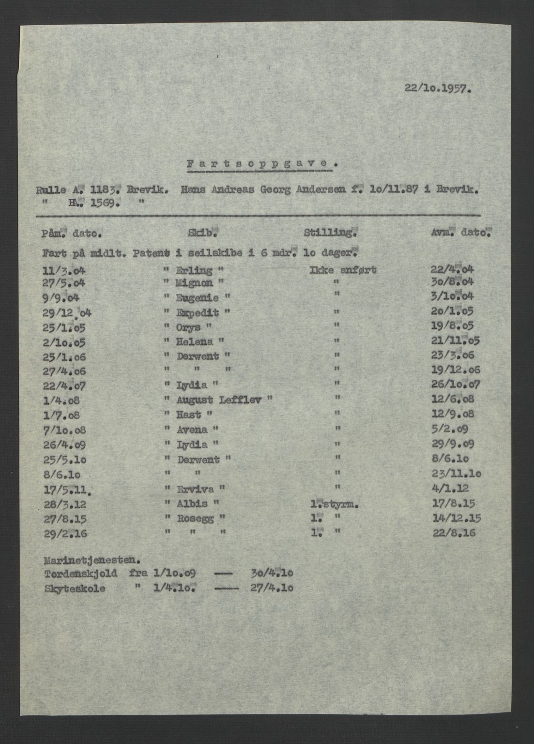 Brevik innrulleringskontor, AV/SAKO-A-833/F/Fa/L0004: Annotasjonsrulle, 1868-1948, p. 62