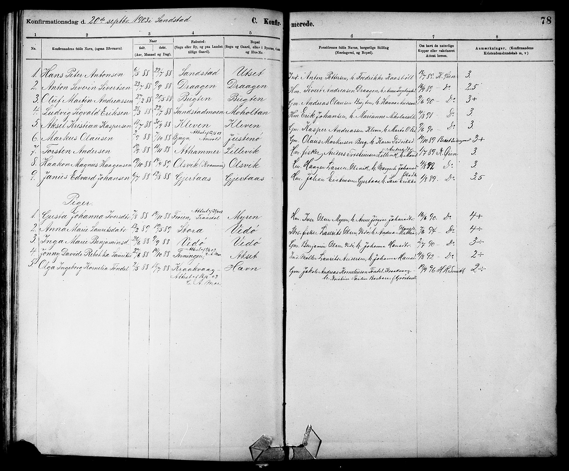 Ministerialprotokoller, klokkerbøker og fødselsregistre - Sør-Trøndelag, SAT/A-1456/639/L0573: Parish register (copy) no. 639C01, 1890-1905, p. 78