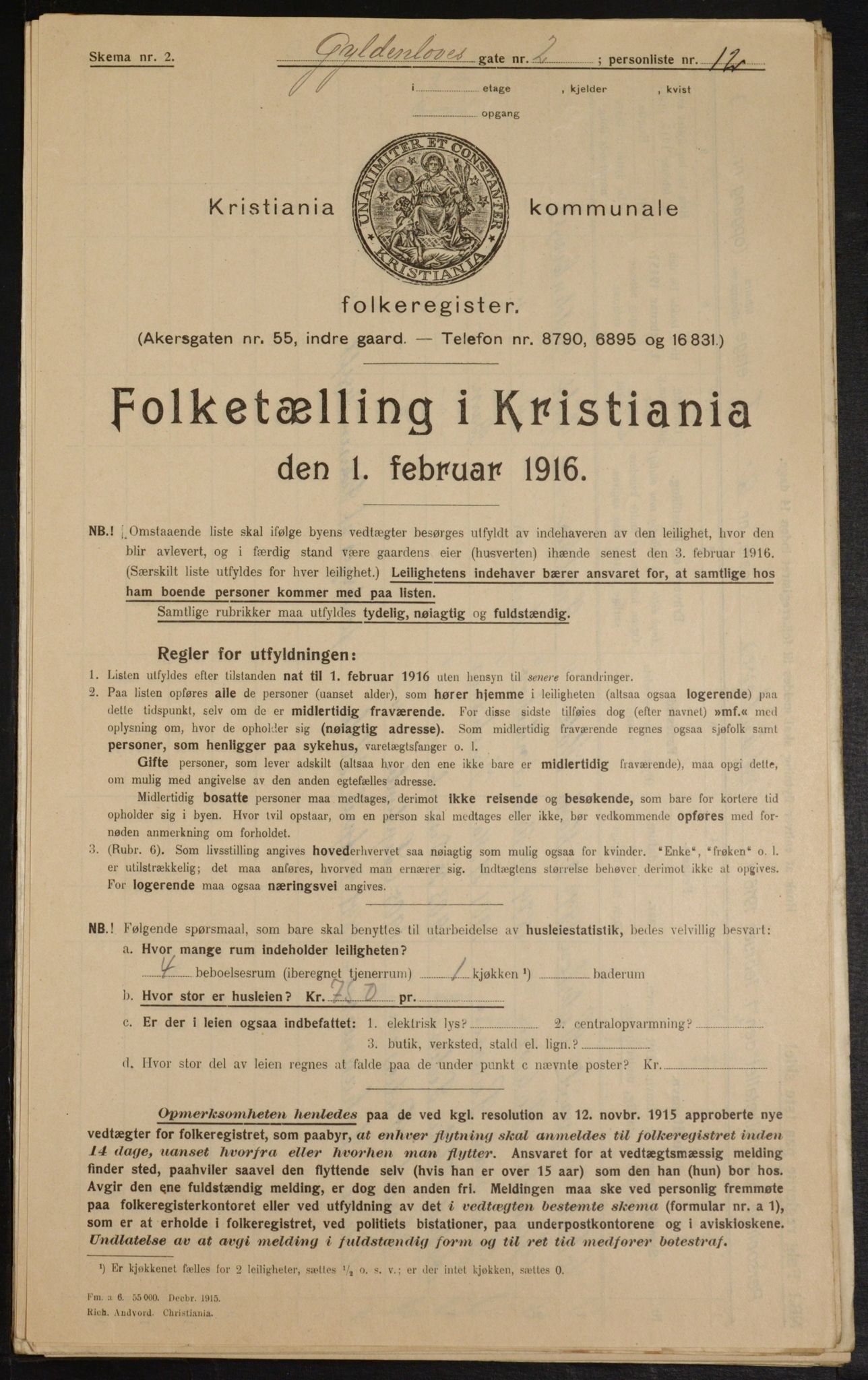 OBA, Municipal Census 1916 for Kristiania, 1916, p. 33015