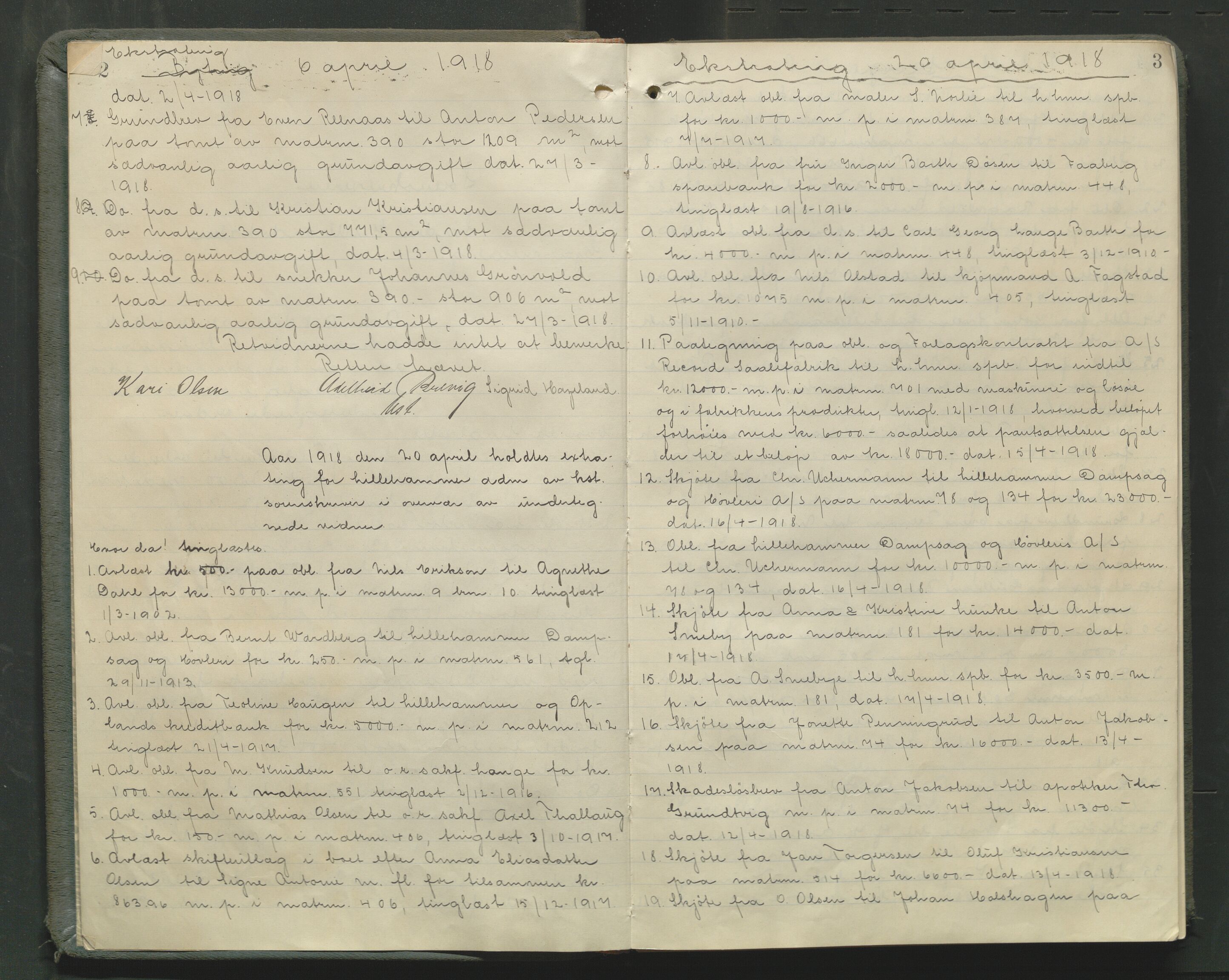Sør-Gudbrandsdal tingrett, AV/SAH-TING-004/G/Gb/Gbb/L0003: Tingbok for Lillehammer by, 1918-1922, p. 2-3