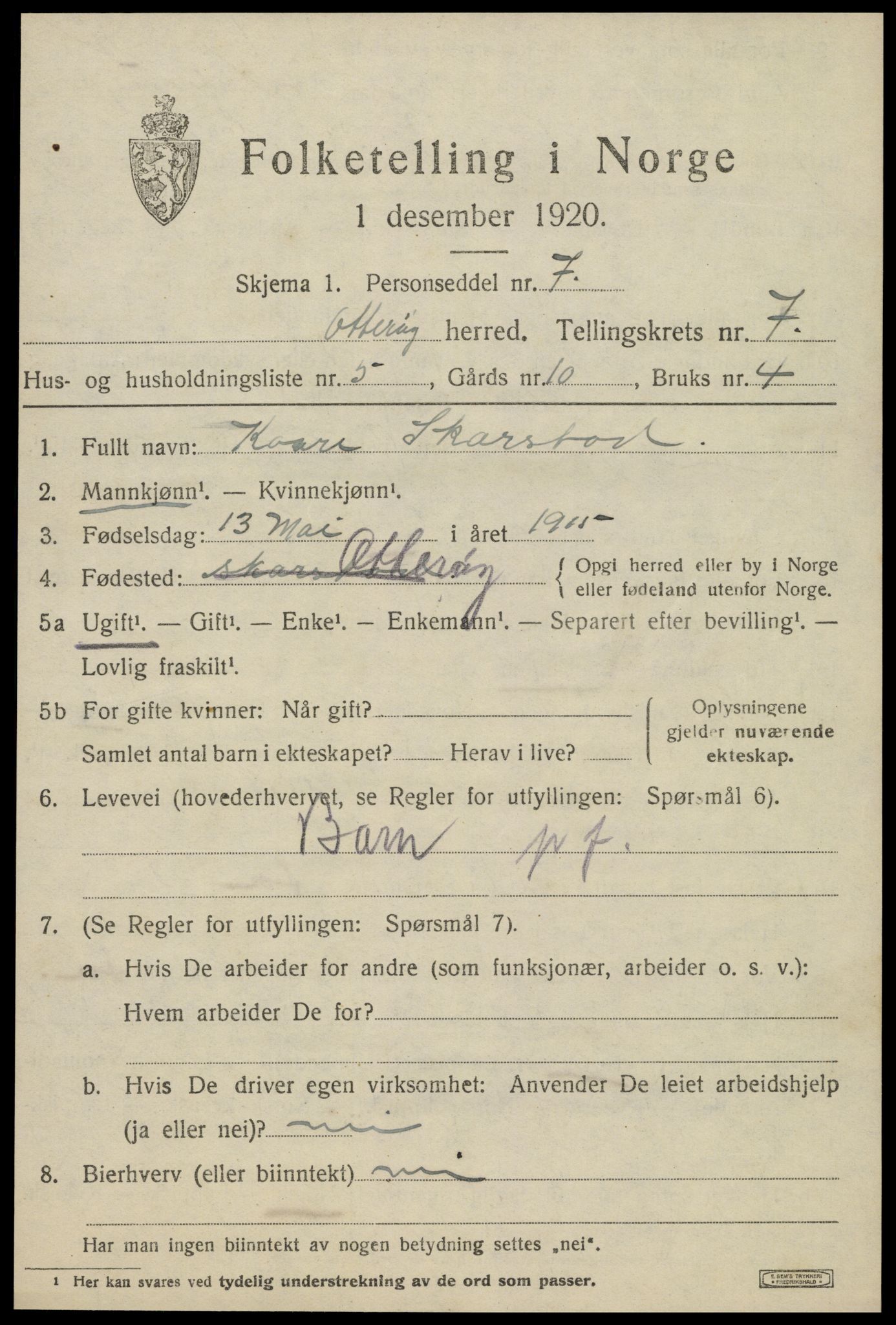 SAT, 1920 census for Otterøy, 1920, p. 2649