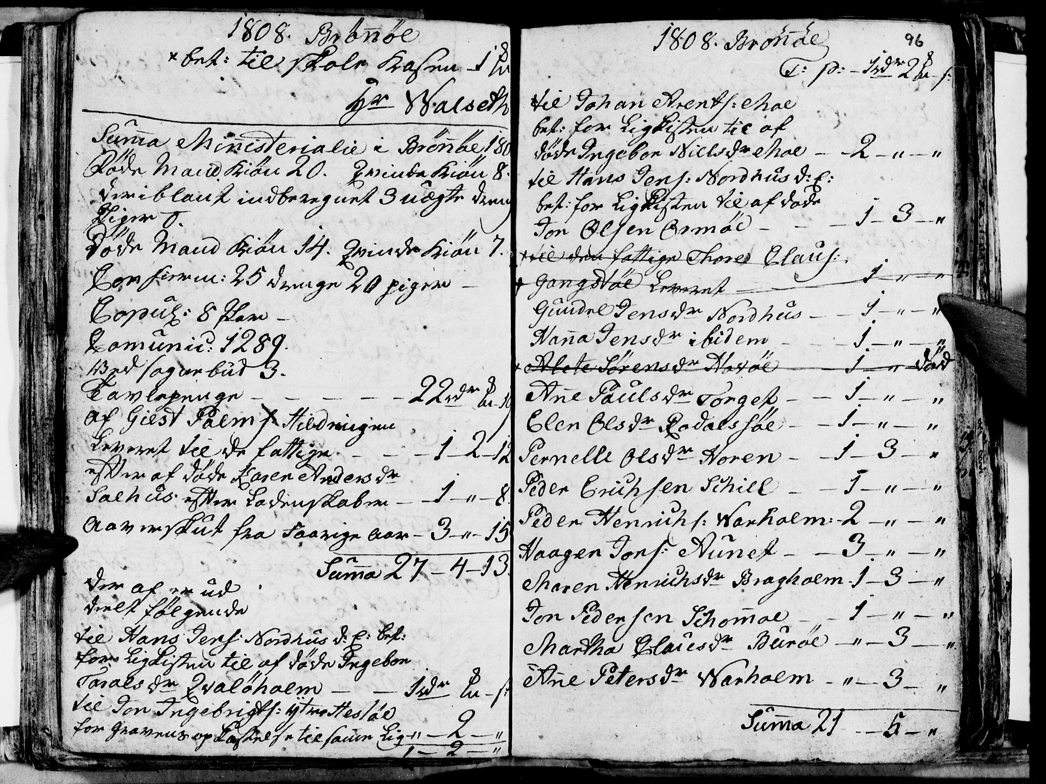 Ministerialprotokoller, klokkerbøker og fødselsregistre - Nordland, SAT/A-1459/813/L0209: Parish register (copy) no. 813C01, 1803-1821, p. 96
