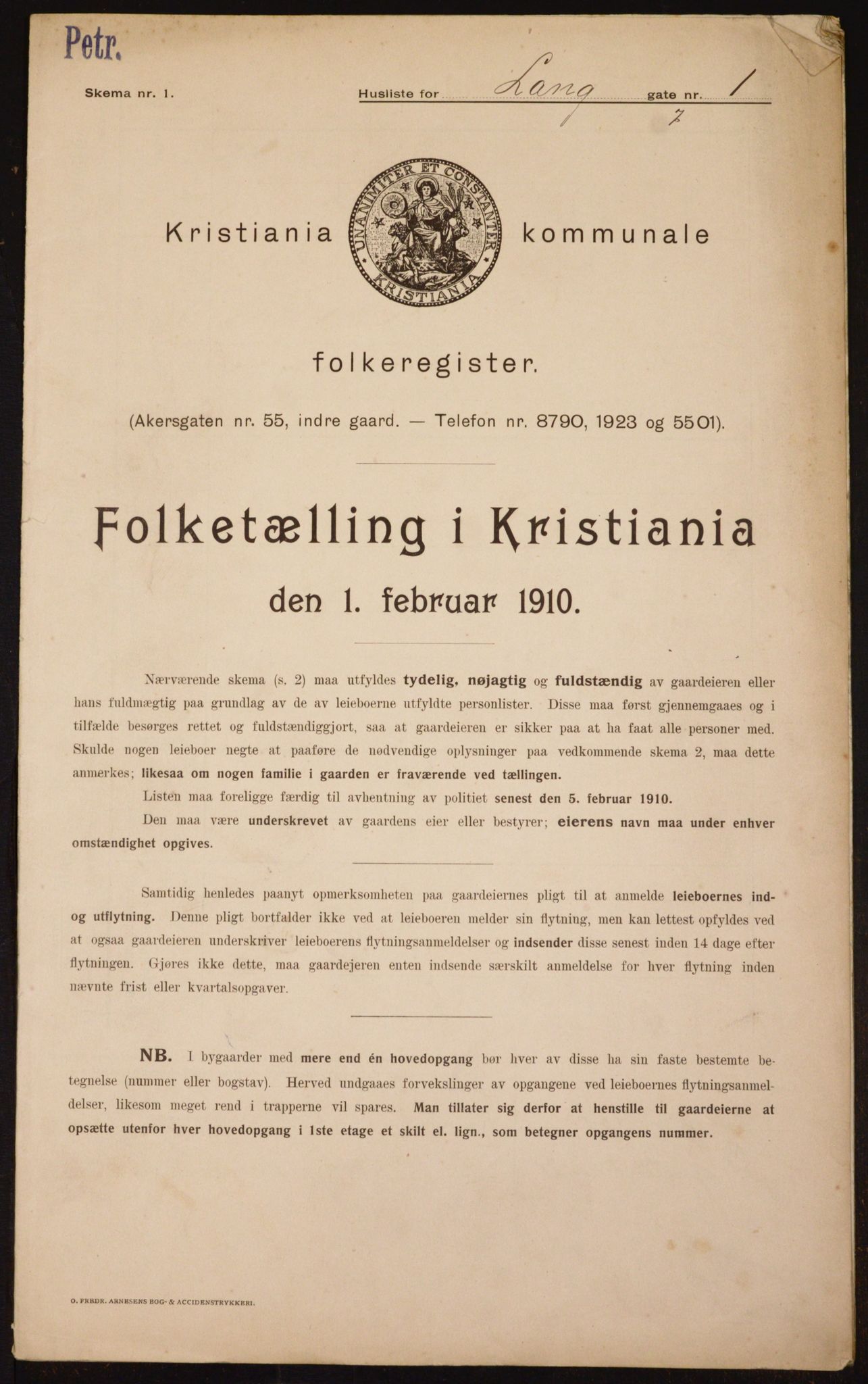 OBA, Municipal Census 1910 for Kristiania, 1910, p. 54440