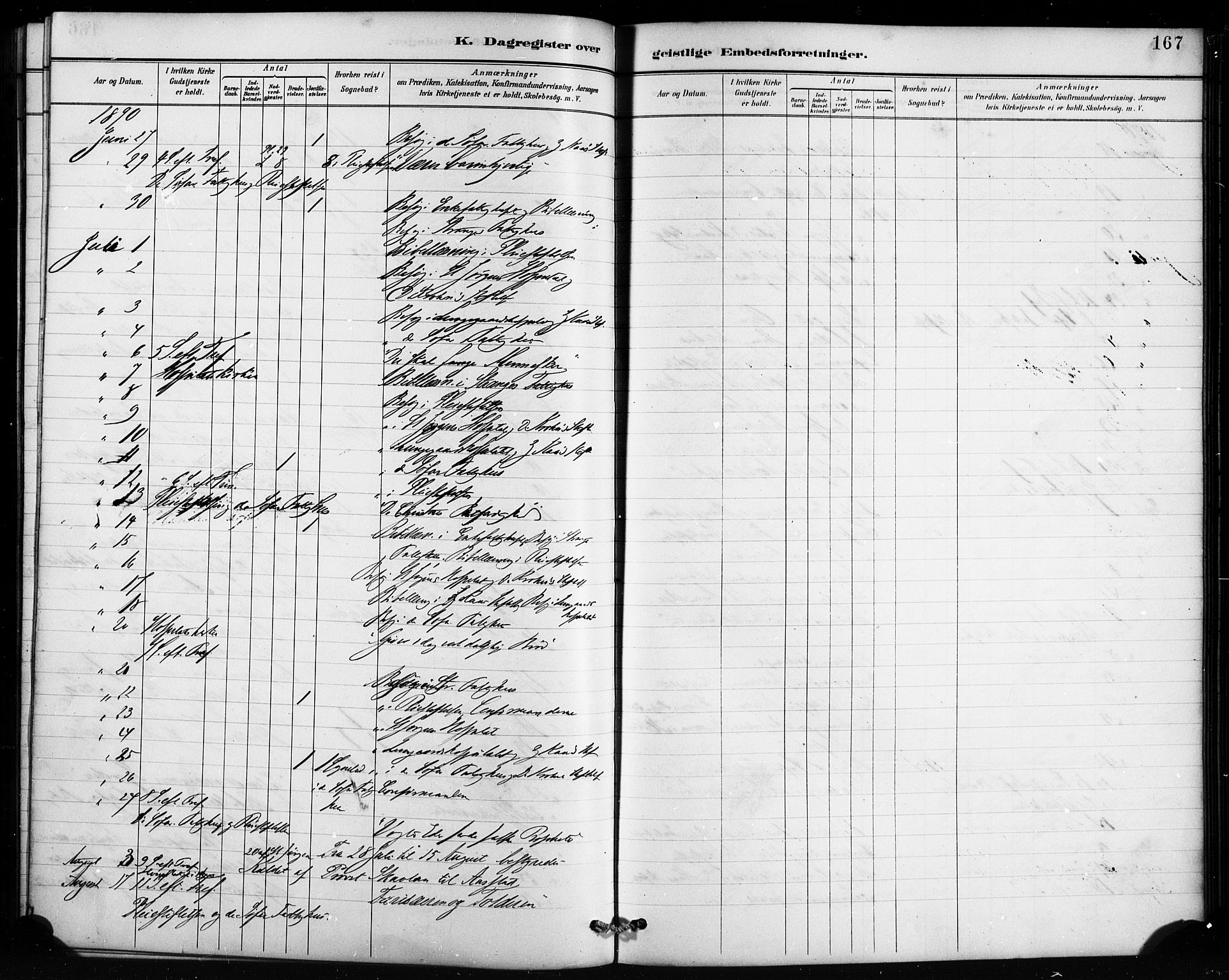 St. Jørgens hospital og Årstad sokneprestembete, AV/SAB-A-99934: Parish register (official) no. A 13, 1886-1906, p. 167