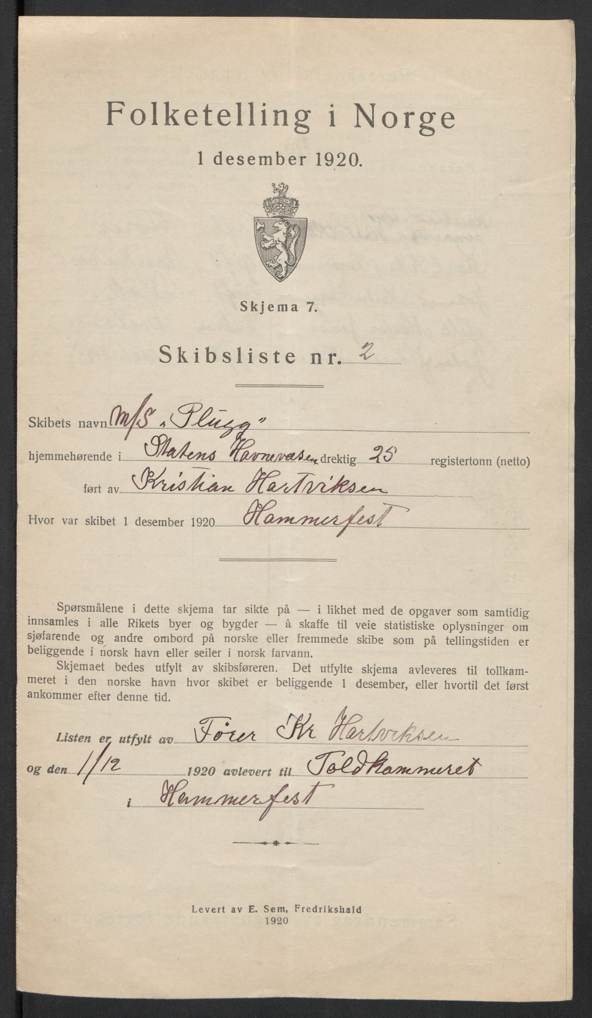 SATØ, 1920 census for Hammerfest, 1920, p. 9345