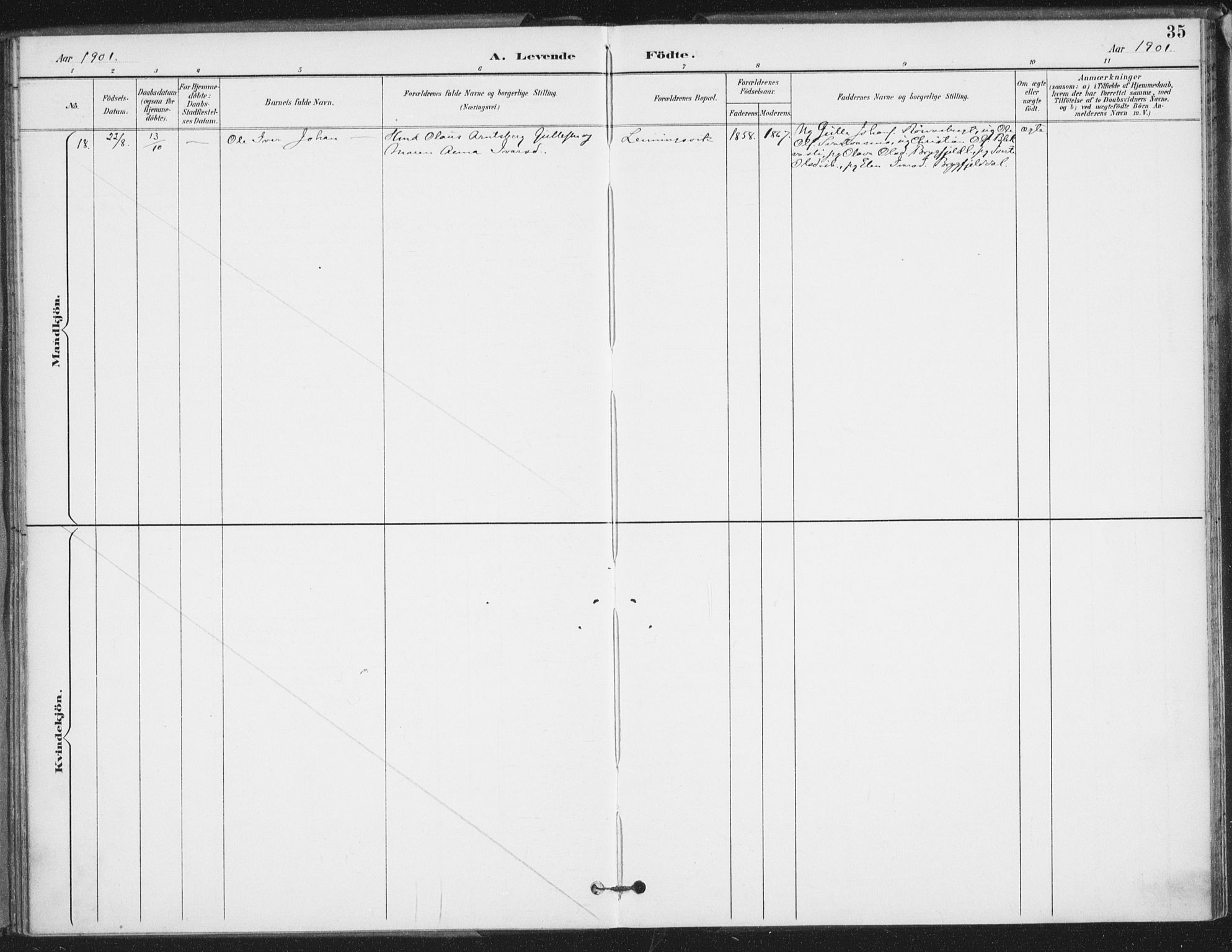 Ministerialprotokoller, klokkerbøker og fødselsregistre - Nordland, SAT/A-1459/826/L0380: Parish register (official) no. 826A03, 1891-1911, p. 35