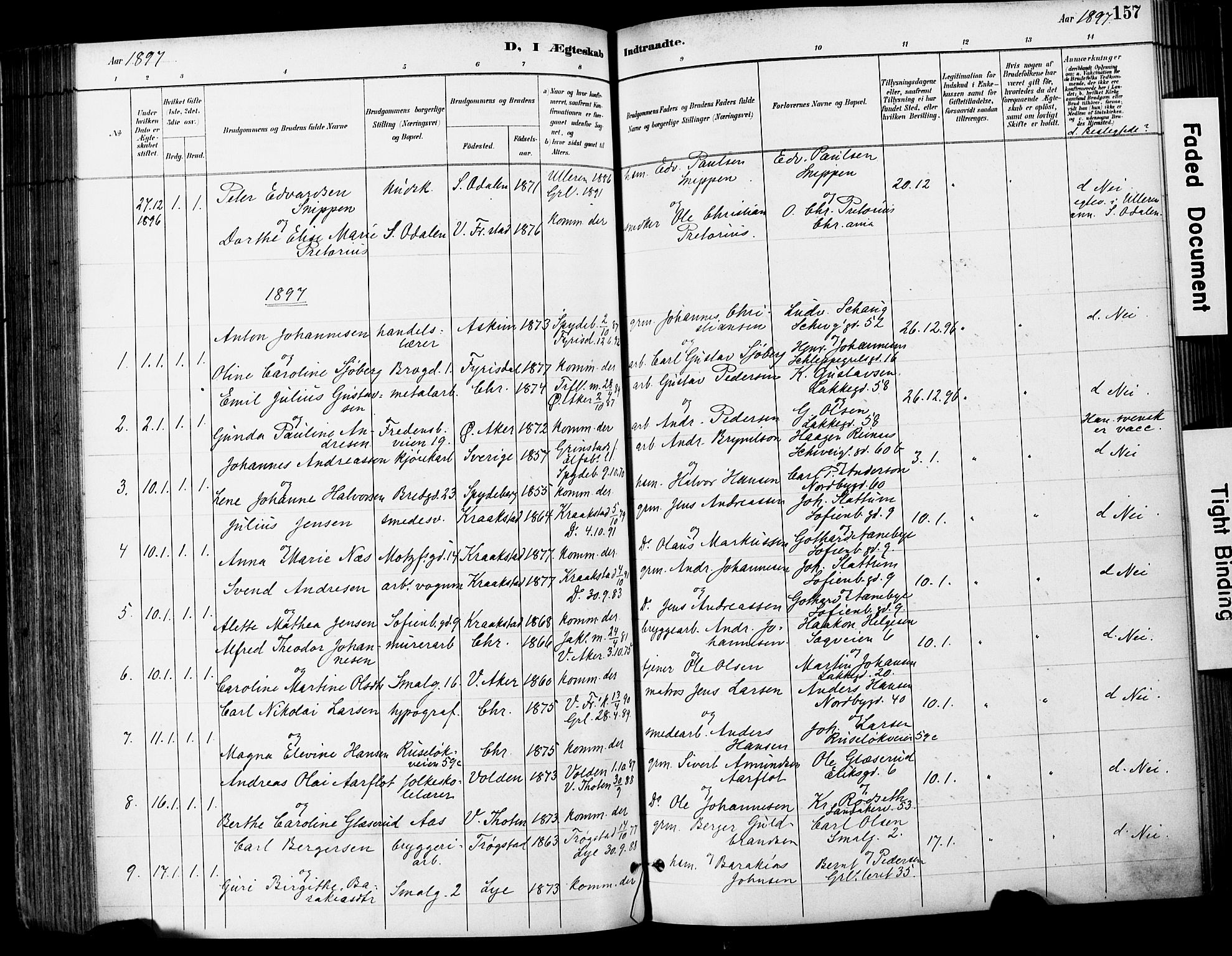 Grønland prestekontor Kirkebøker, SAO/A-10848/F/Fa/L0013: Parish register (official) no. 13, 1887-1906, p. 157