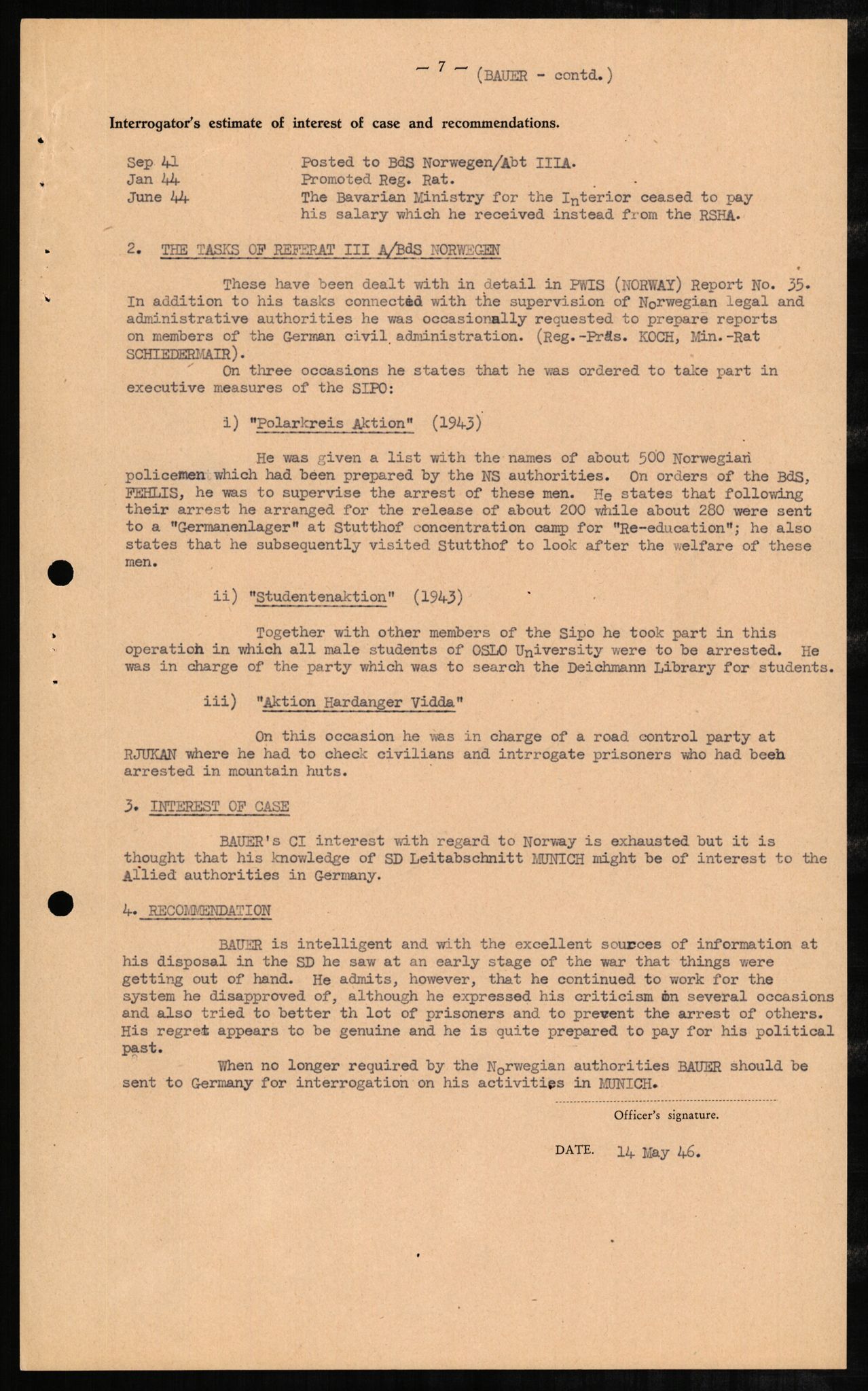 Forsvaret, Forsvarets overkommando II, RA/RAFA-3915/D/Db/L0002: CI Questionaires. Tyske okkupasjonsstyrker i Norge. Tyskere., 1945-1946, p. 233