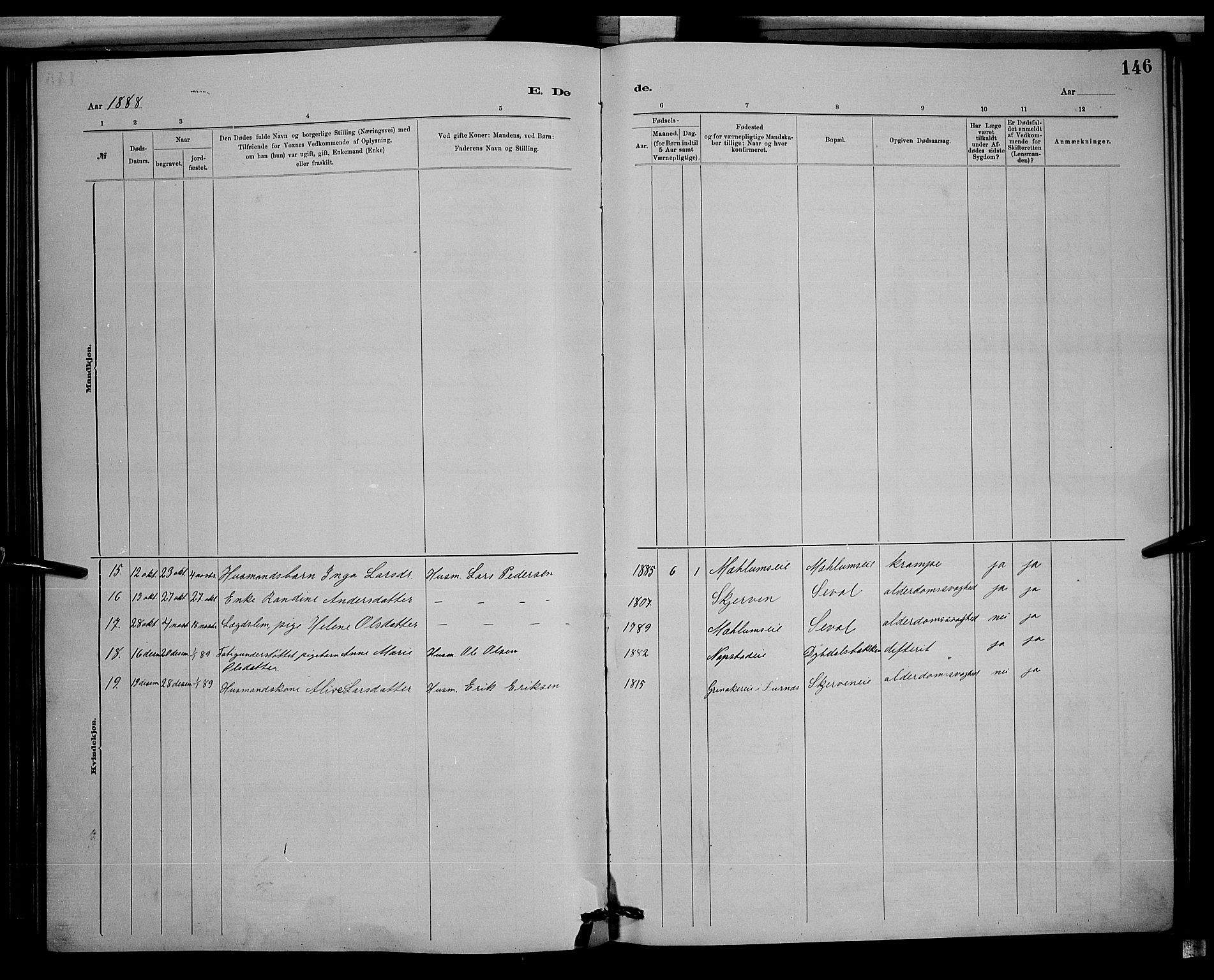 Vardal prestekontor, SAH/PREST-100/H/Ha/Hab/L0008: Parish register (copy) no. 8, 1881-1898, p. 146