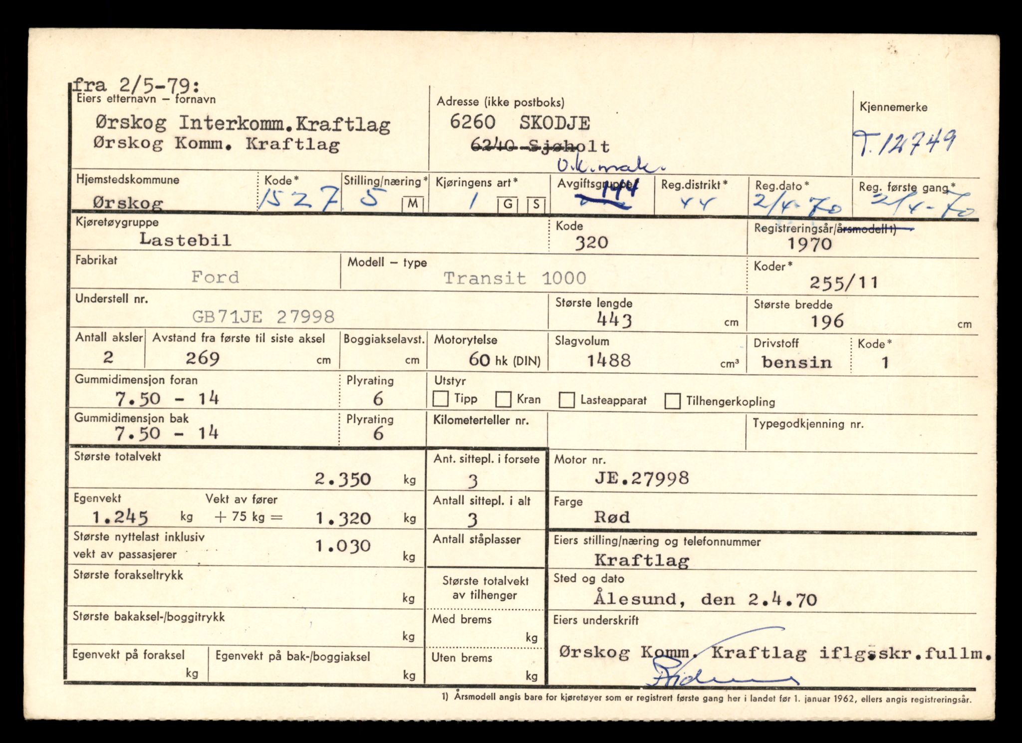 Møre og Romsdal vegkontor - Ålesund trafikkstasjon, AV/SAT-A-4099/F/Fe/L0035: Registreringskort for kjøretøy T 12653 - T 12829, 1927-1998, p. 1800