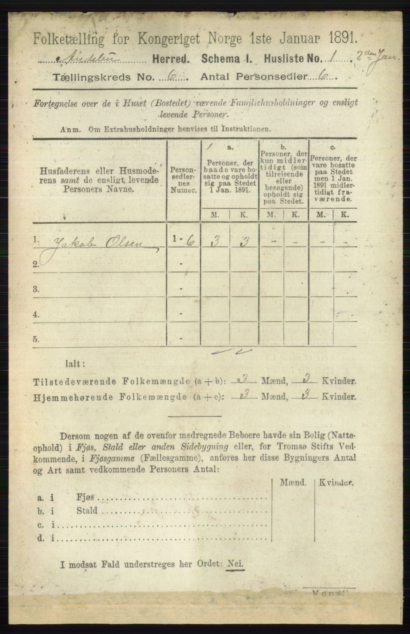 RA, 1891 census for 0719 Andebu, 1891, p. 3063