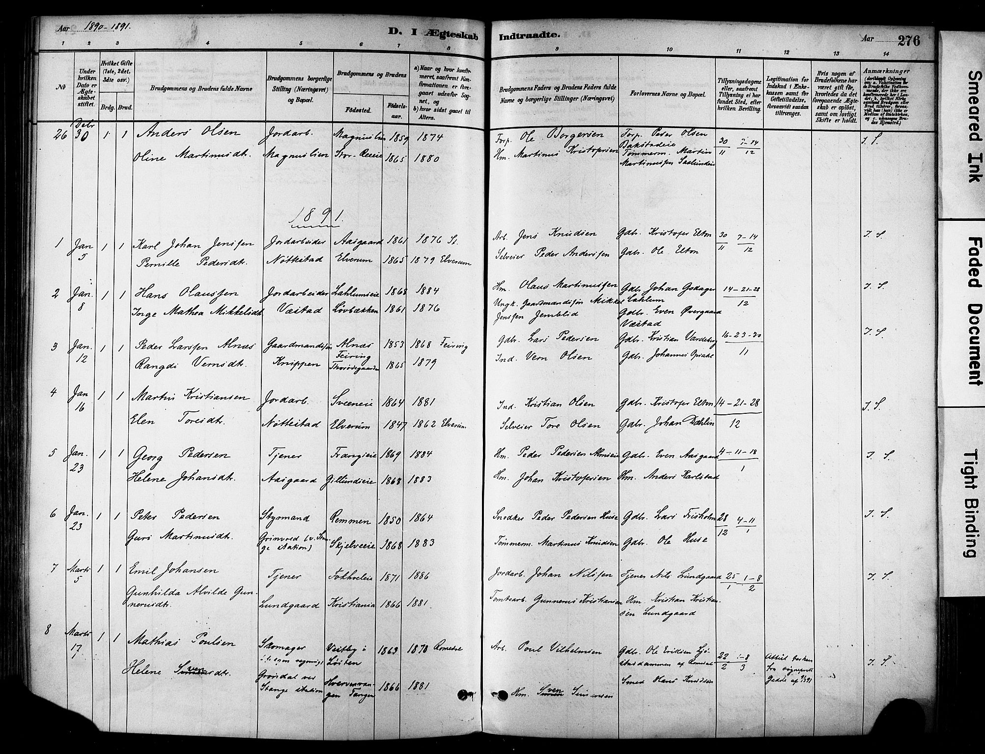 Stange prestekontor, AV/SAH-PREST-002/K/L0017: Parish register (official) no. 17, 1880-1893, p. 276