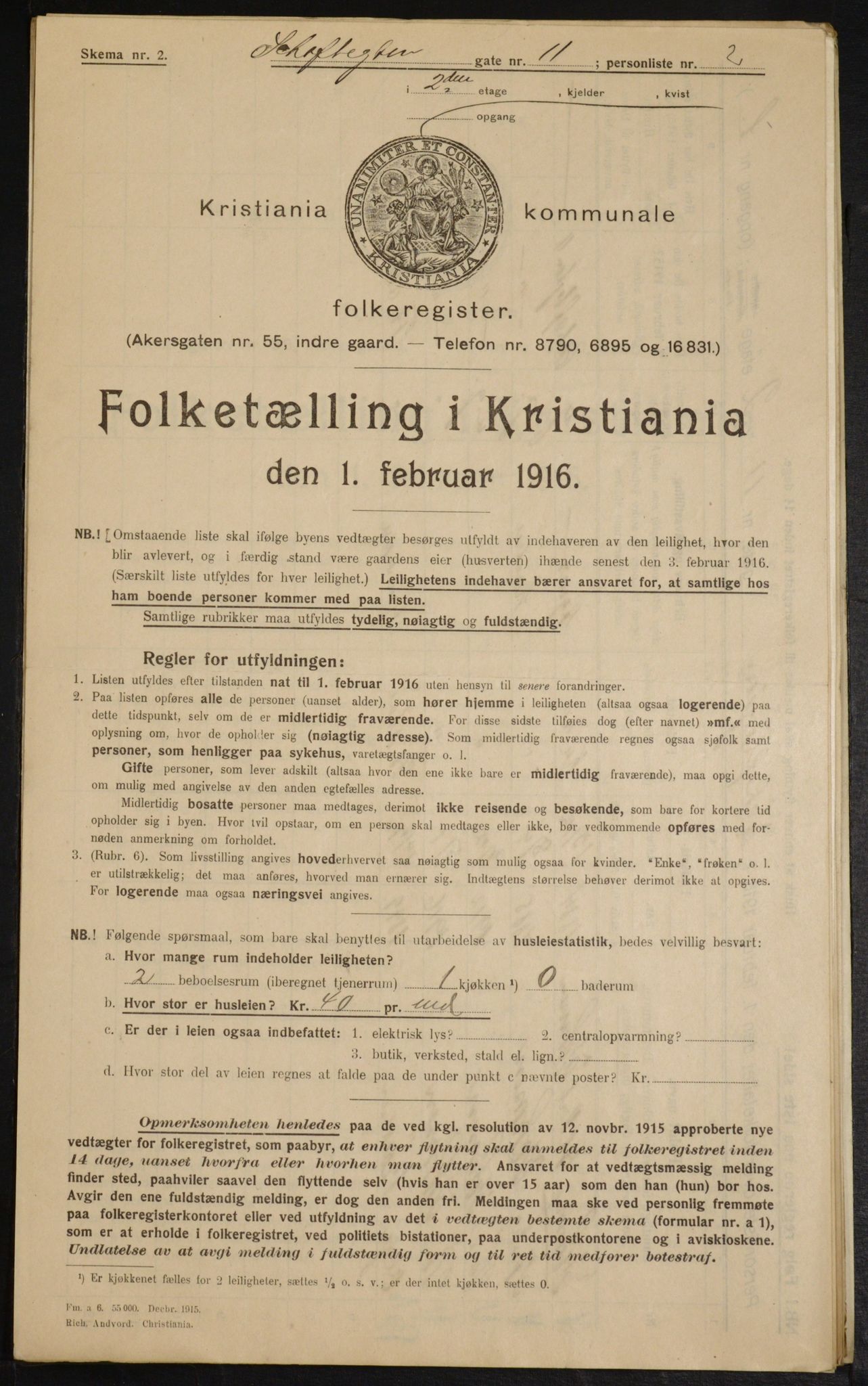 OBA, Municipal Census 1916 for Kristiania, 1916, p. 91596