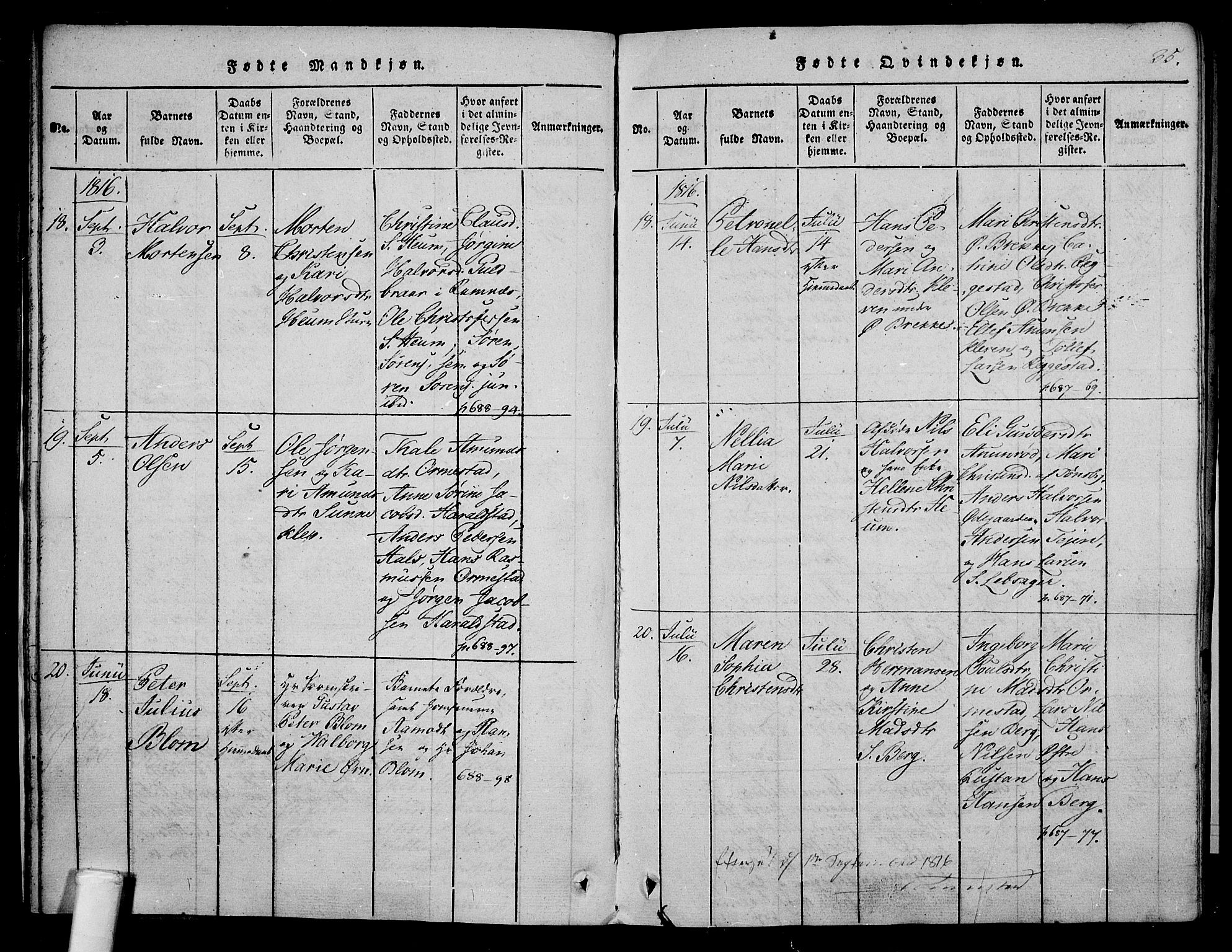 Våle kirkebøker, SAKO/A-334/F/Fa/L0007: Parish register (official) no. I 7, 1814-1824, p. 34-35