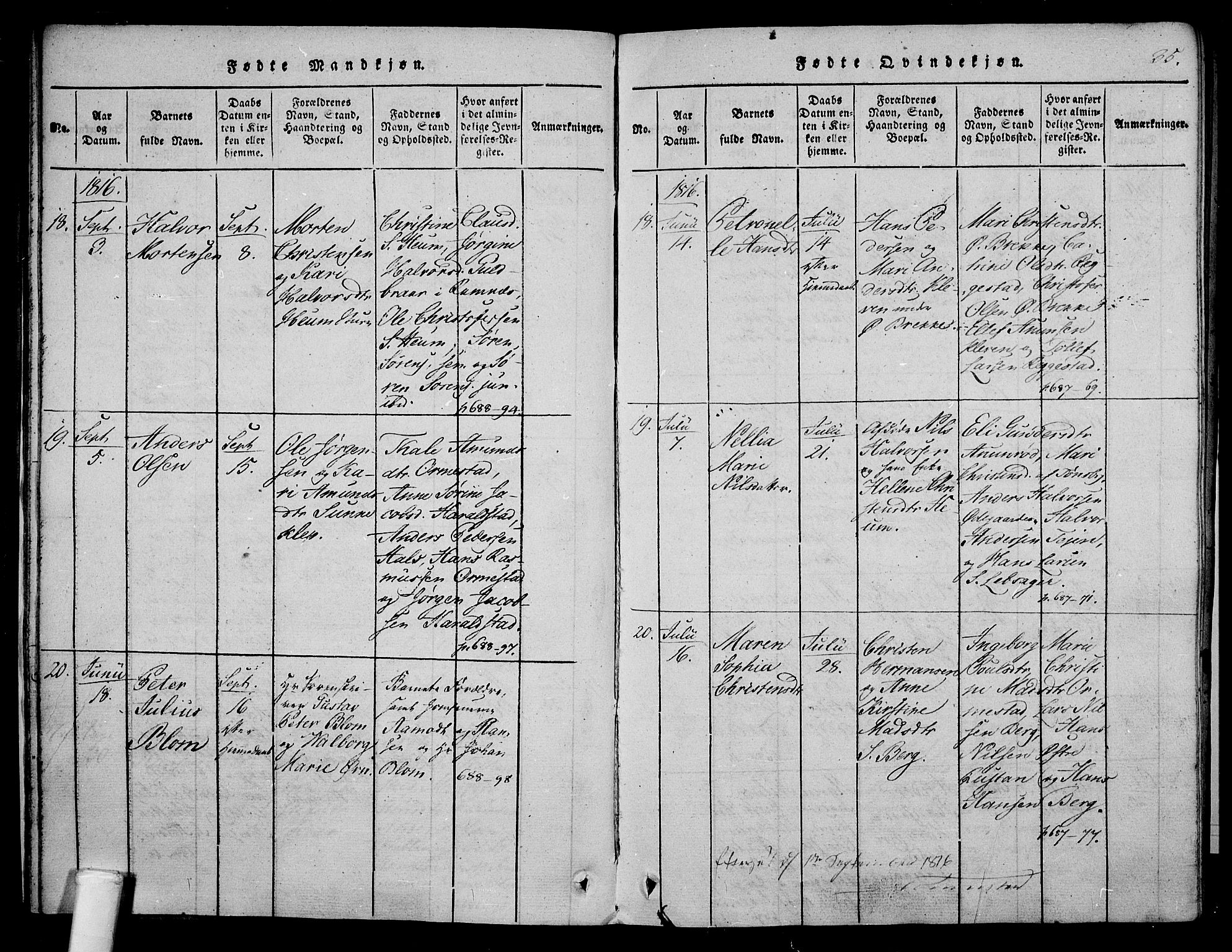 Våle kirkebøker, AV/SAKO-A-334/F/Fa/L0007: Parish register (official) no. I 7, 1814-1824, p. 34-35