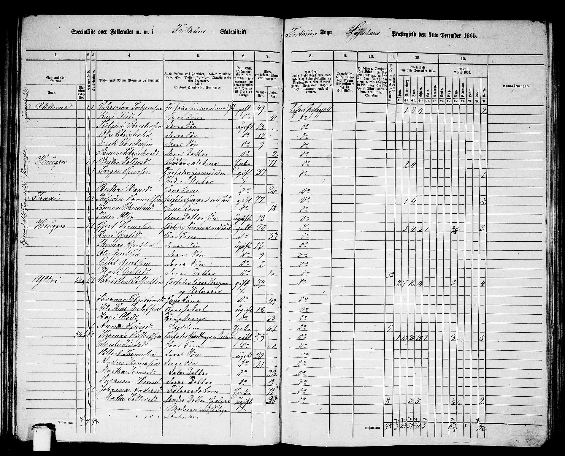 RA, 1865 census for Luster, 1865, p. 51