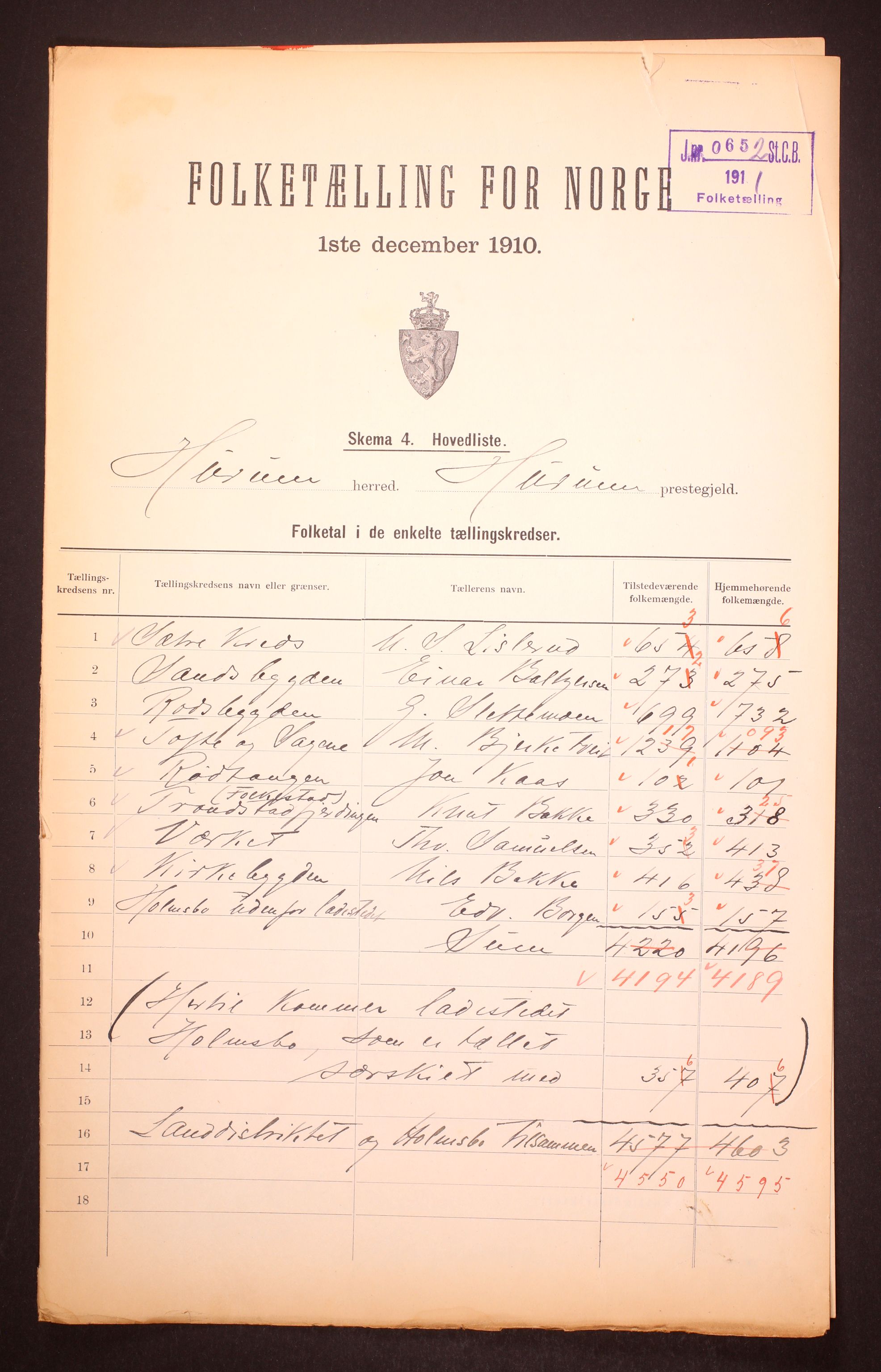 RA, 1910 census for Hurum, 1910, p. 2