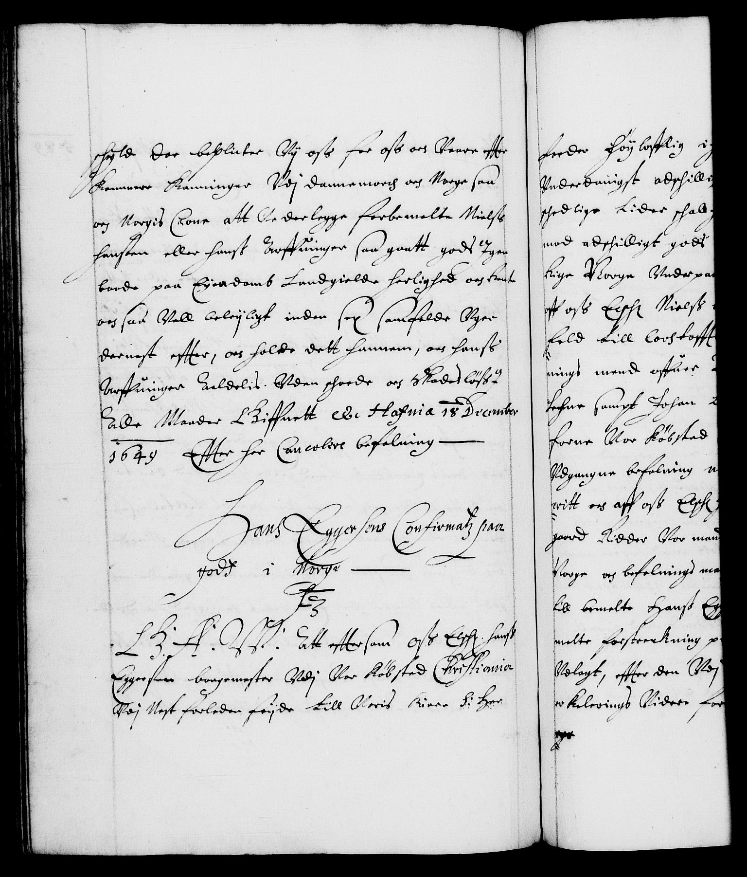 Danske Kanselli 1572-1799, AV/RA-EA-3023/F/Fc/Fca/Fcaa/L0007: Norske registre (mikrofilm), 1648-1650, p. 589b