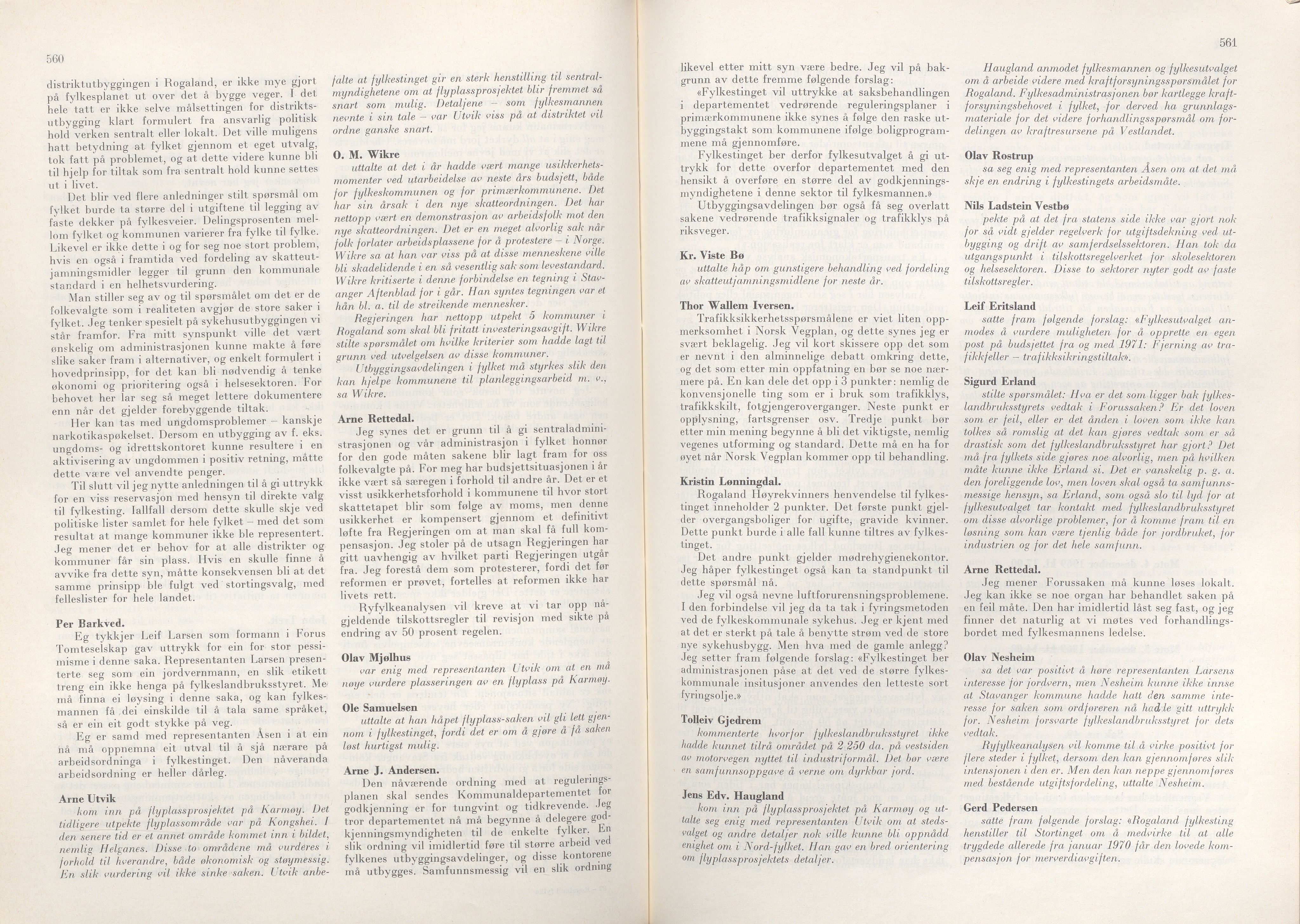 Rogaland fylkeskommune - Fylkesrådmannen , IKAR/A-900/A/Aa/Aaa/L0089: Møtebok , 1969, p. 560-561