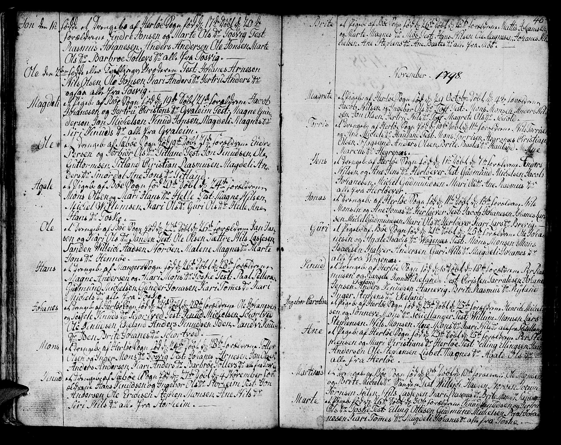 Manger sokneprestembete, SAB/A-76801/H/Haa: Parish register (official) no. A 2, 1792-1815, p. 46