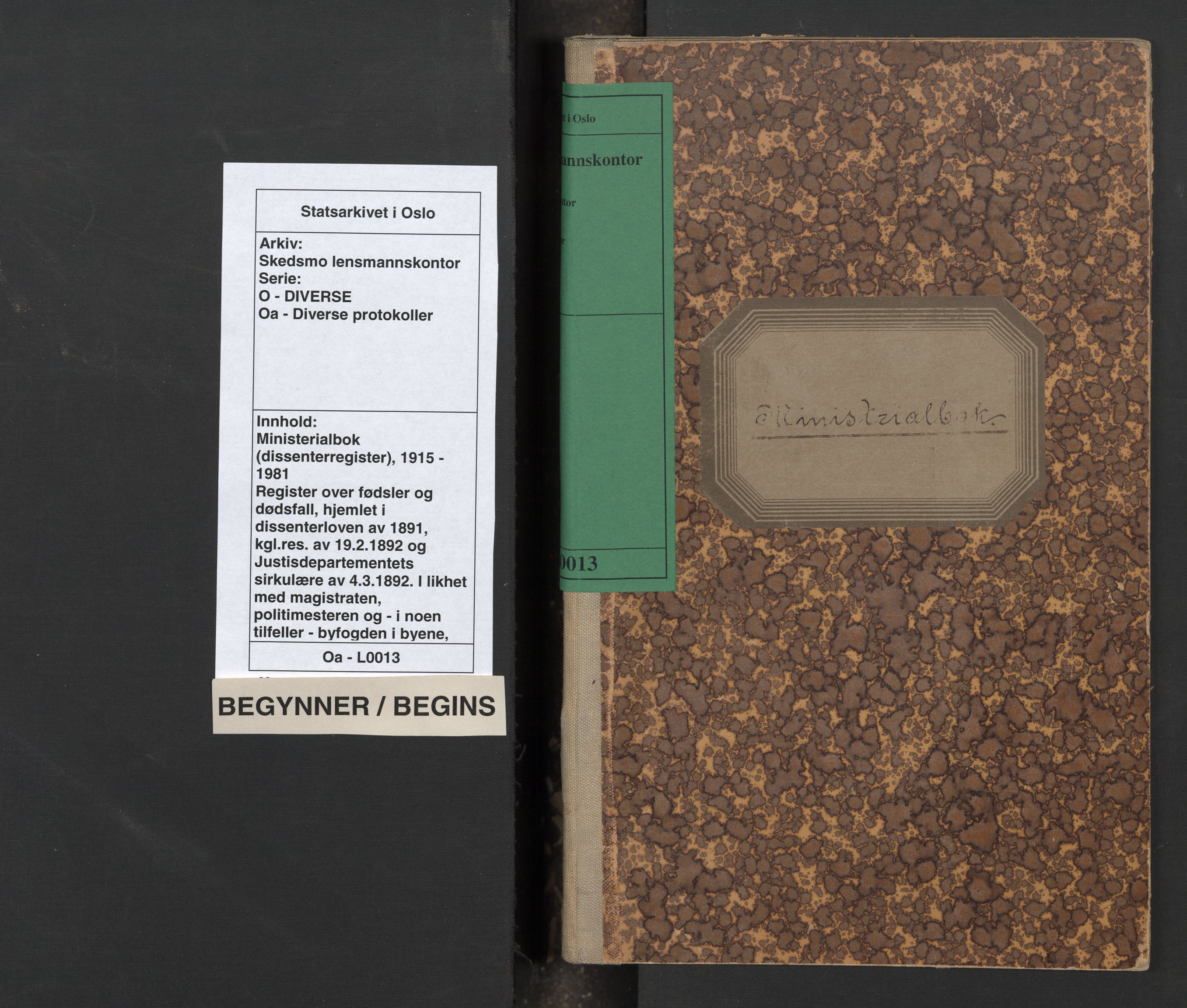 Skedsmo lensmannskontor, SAO/A-10089/O/Oa/L0013: Dissenter register no. 13, 1915-1981