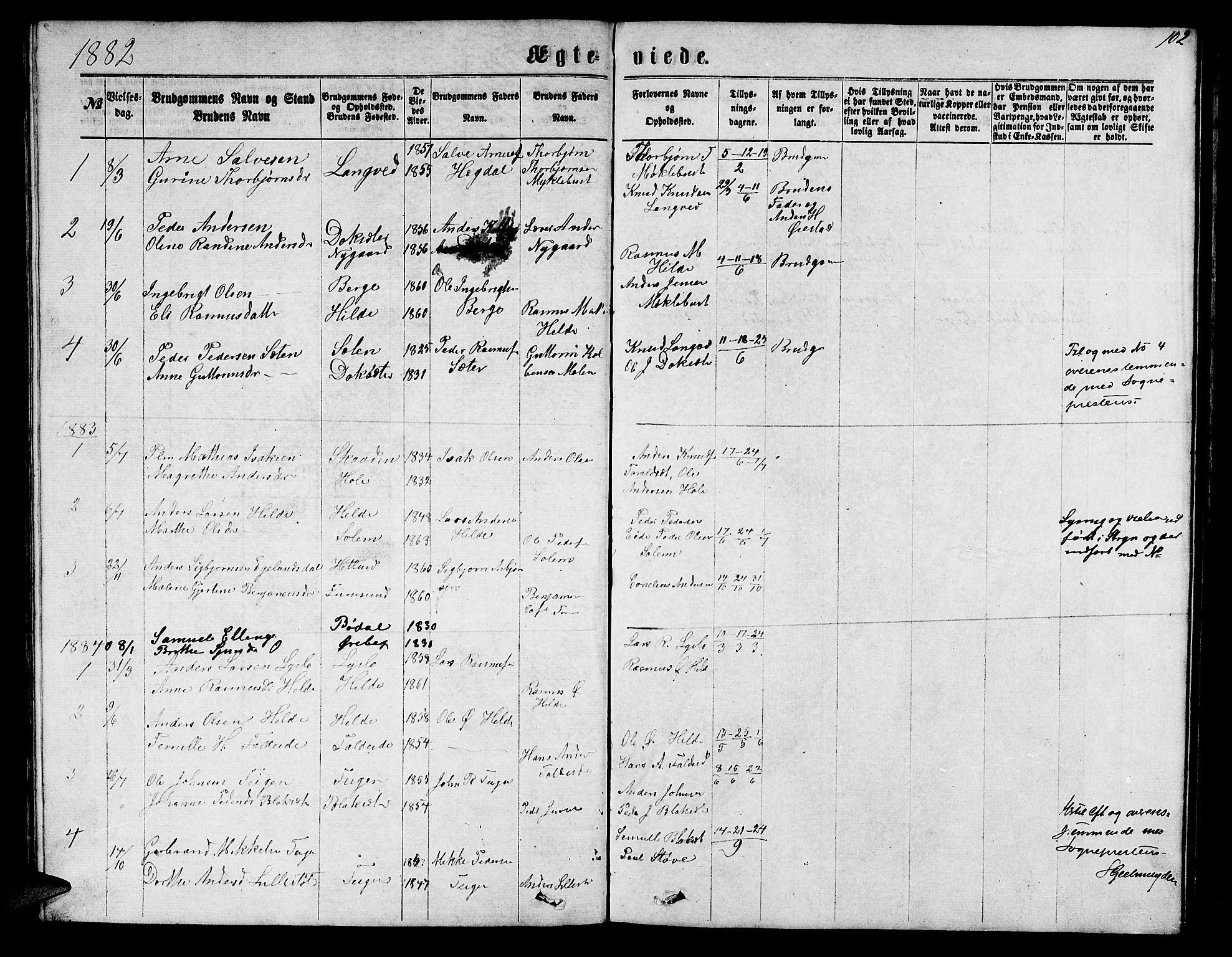 Innvik sokneprestembete, AV/SAB-A-80501: Parish register (copy) no. A 2, 1864-1885, p. 102