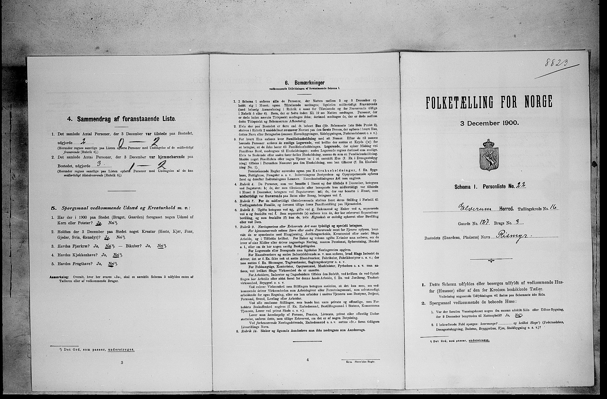 SAH, 1900 census for Elverum, 1900, p. 2270