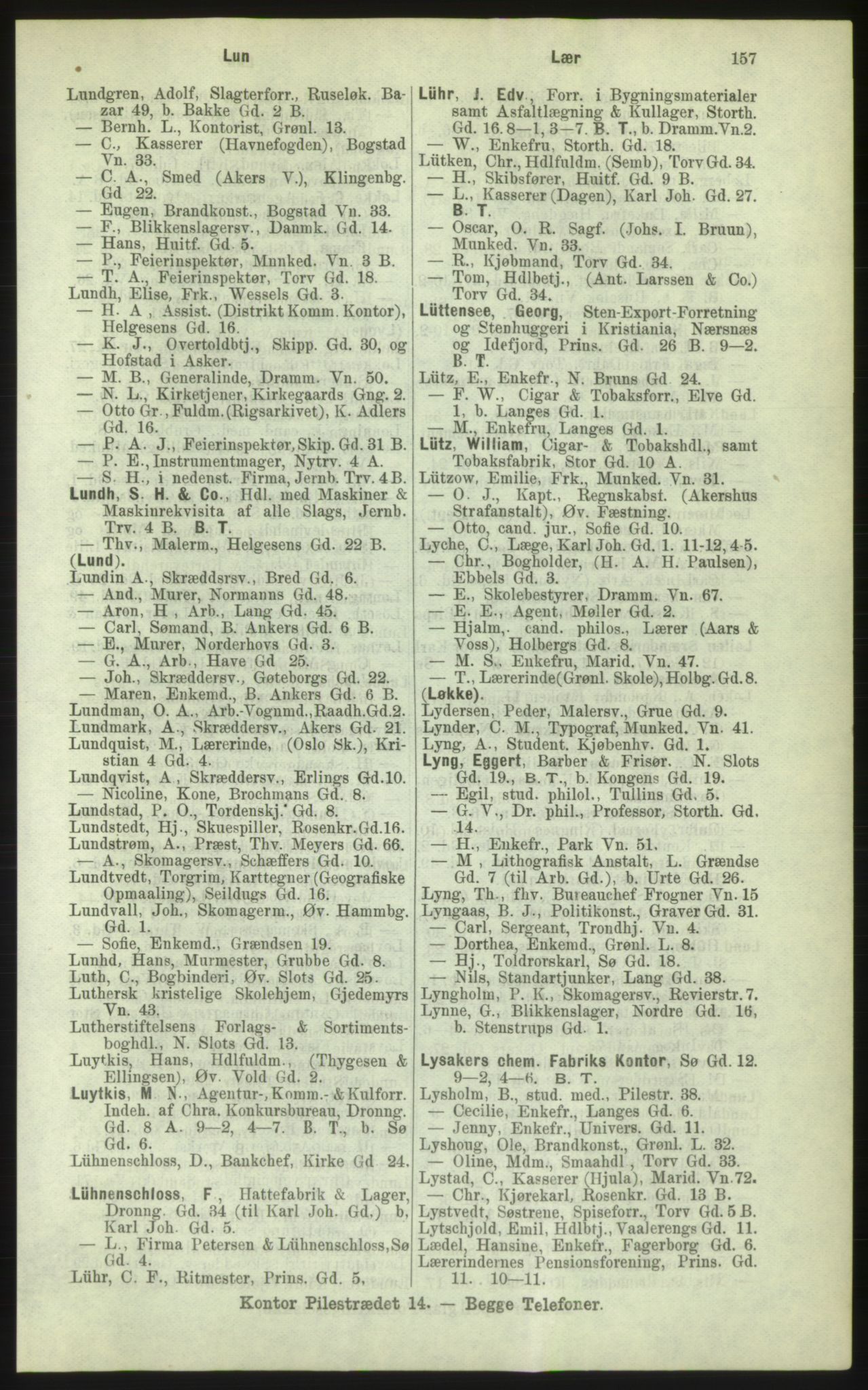 Kristiania/Oslo adressebok, PUBL/-, 1884, p. 157